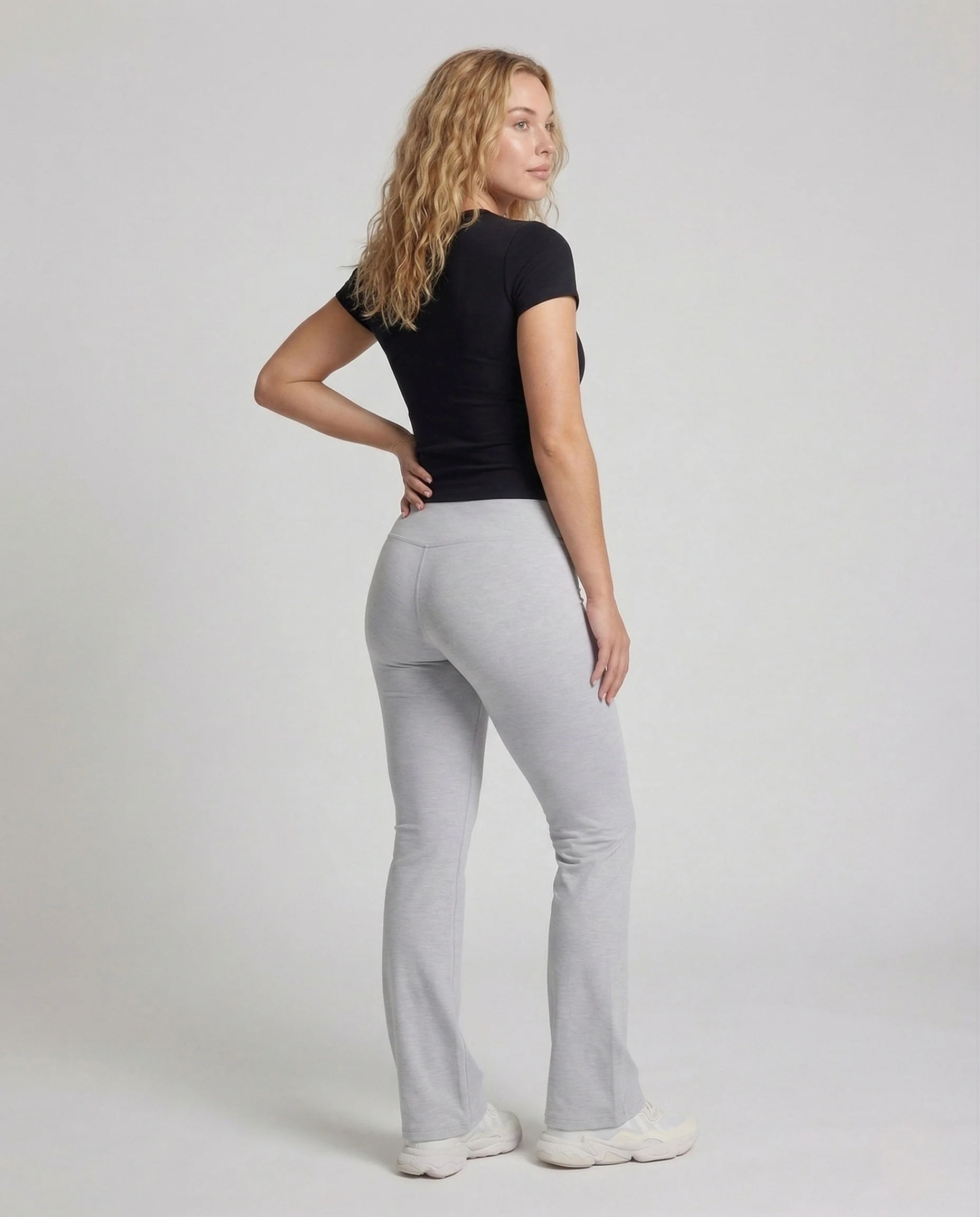 Damen Yoga Schlaghose Hochgeschnitten mit Formendem Doppelbund - Image 4