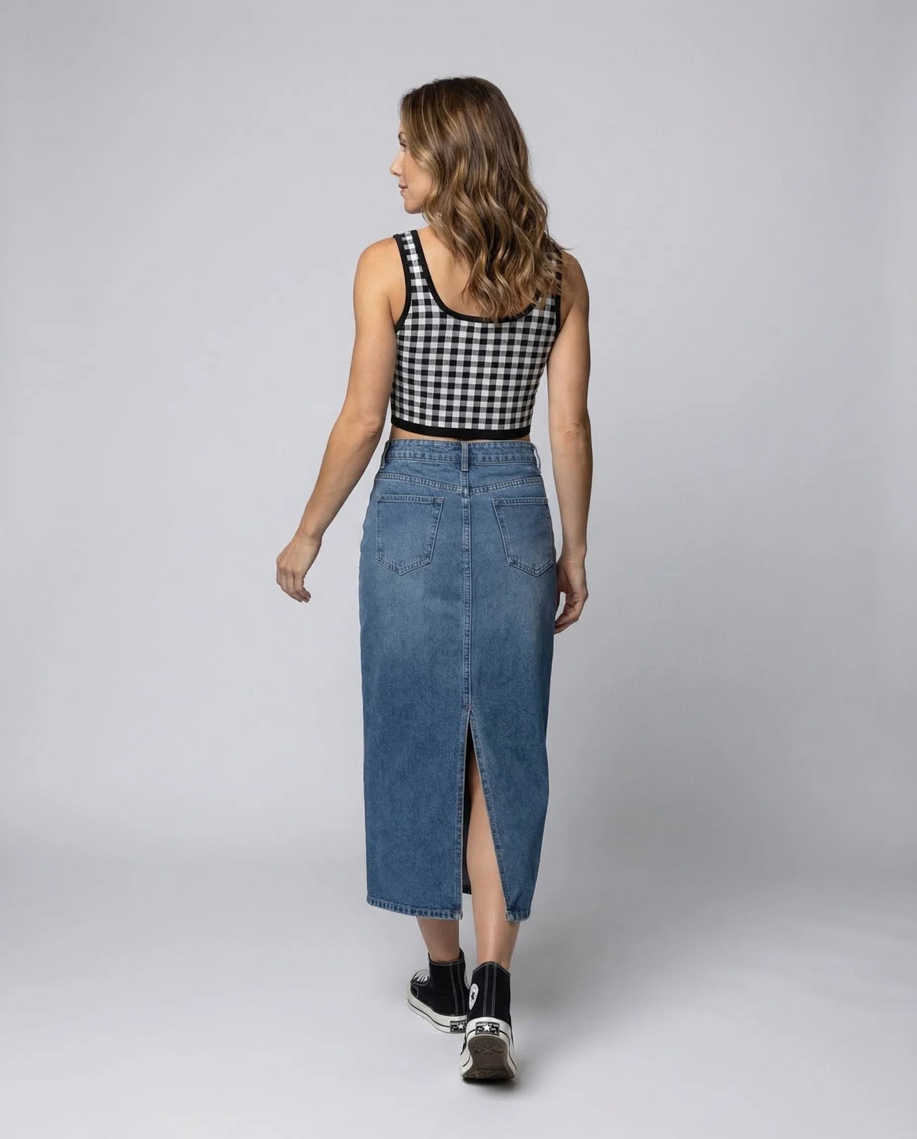 Damen Jeans Midirock Frontschlitz - Image 4