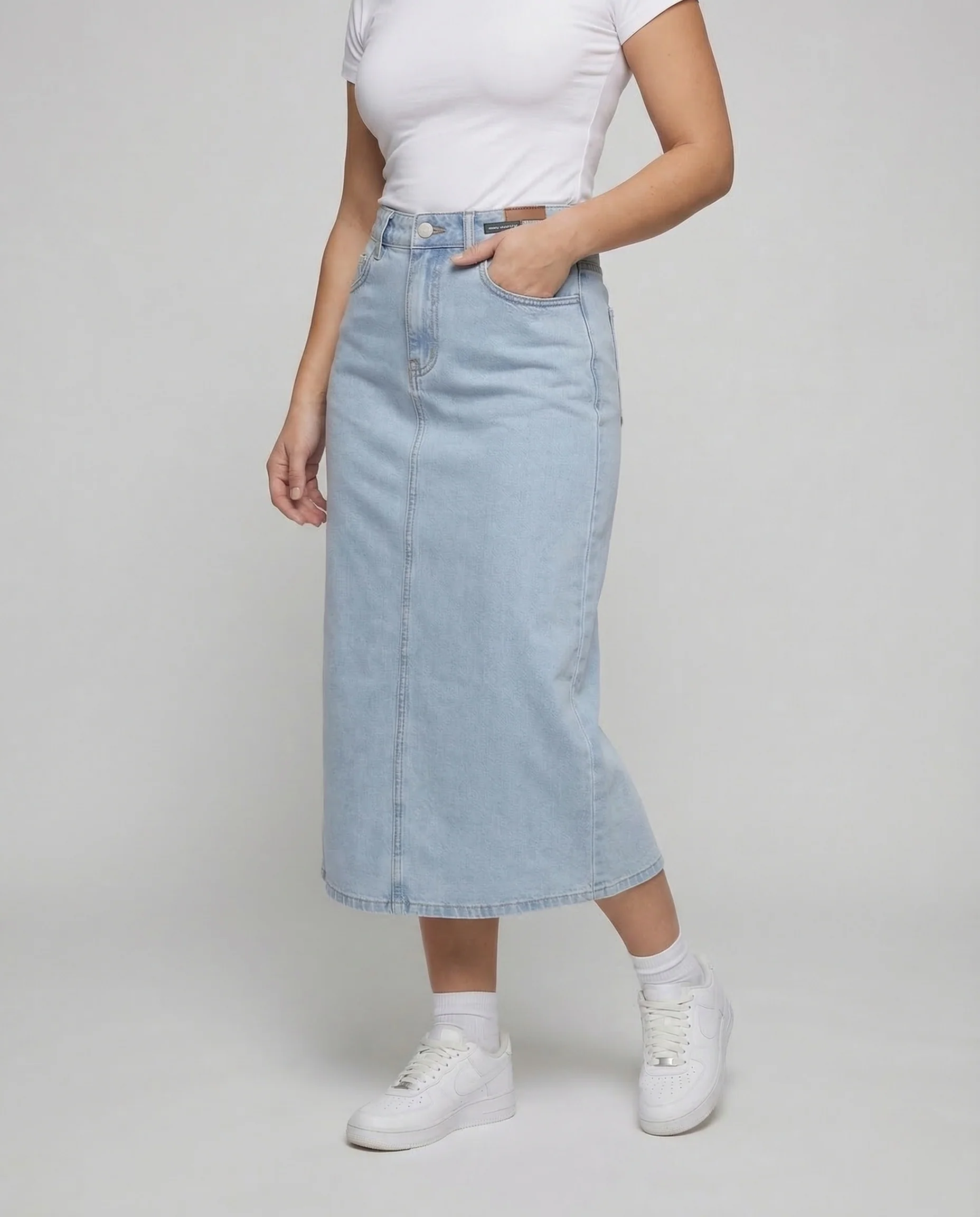 Damen Jeans Midirock Schlitz - Image 2