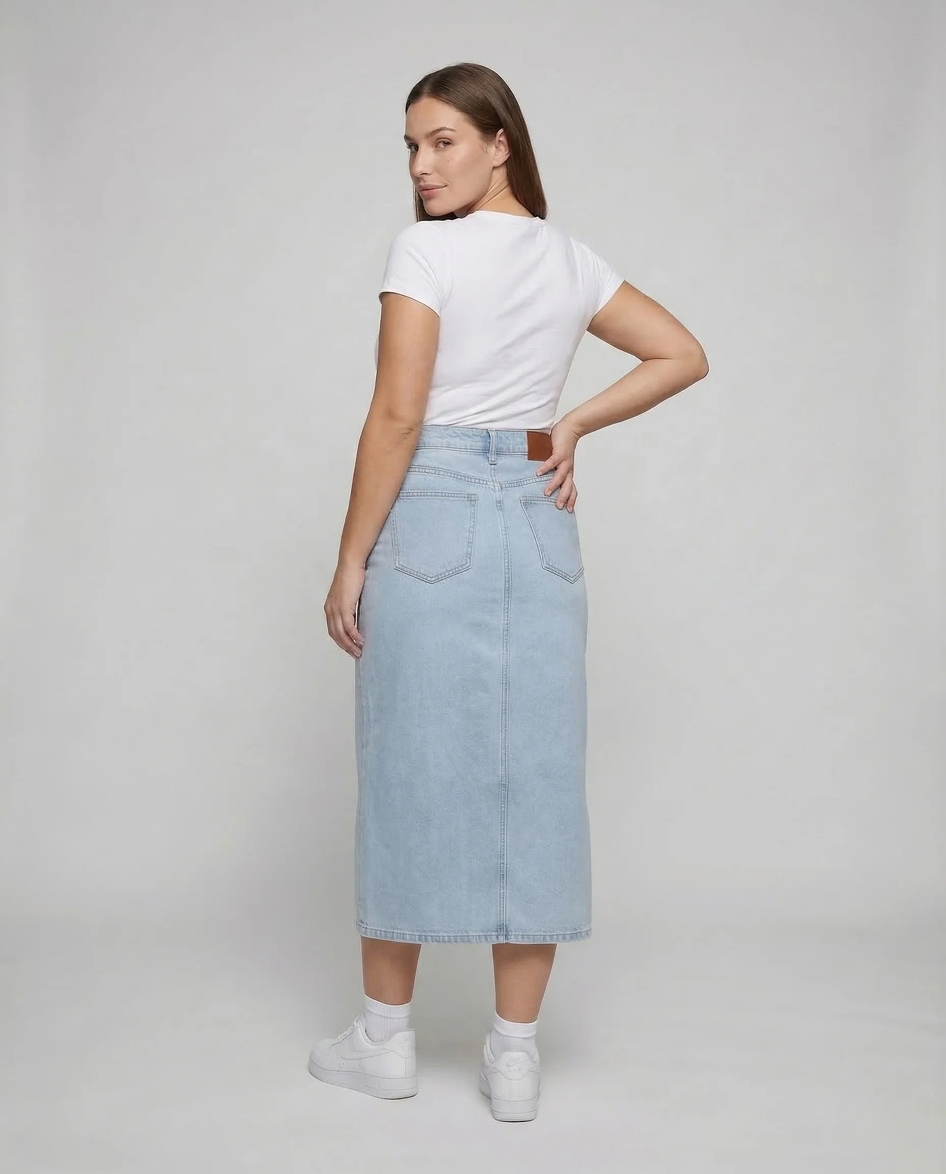 Damen Jeans Midirock Schlitz - Image 4