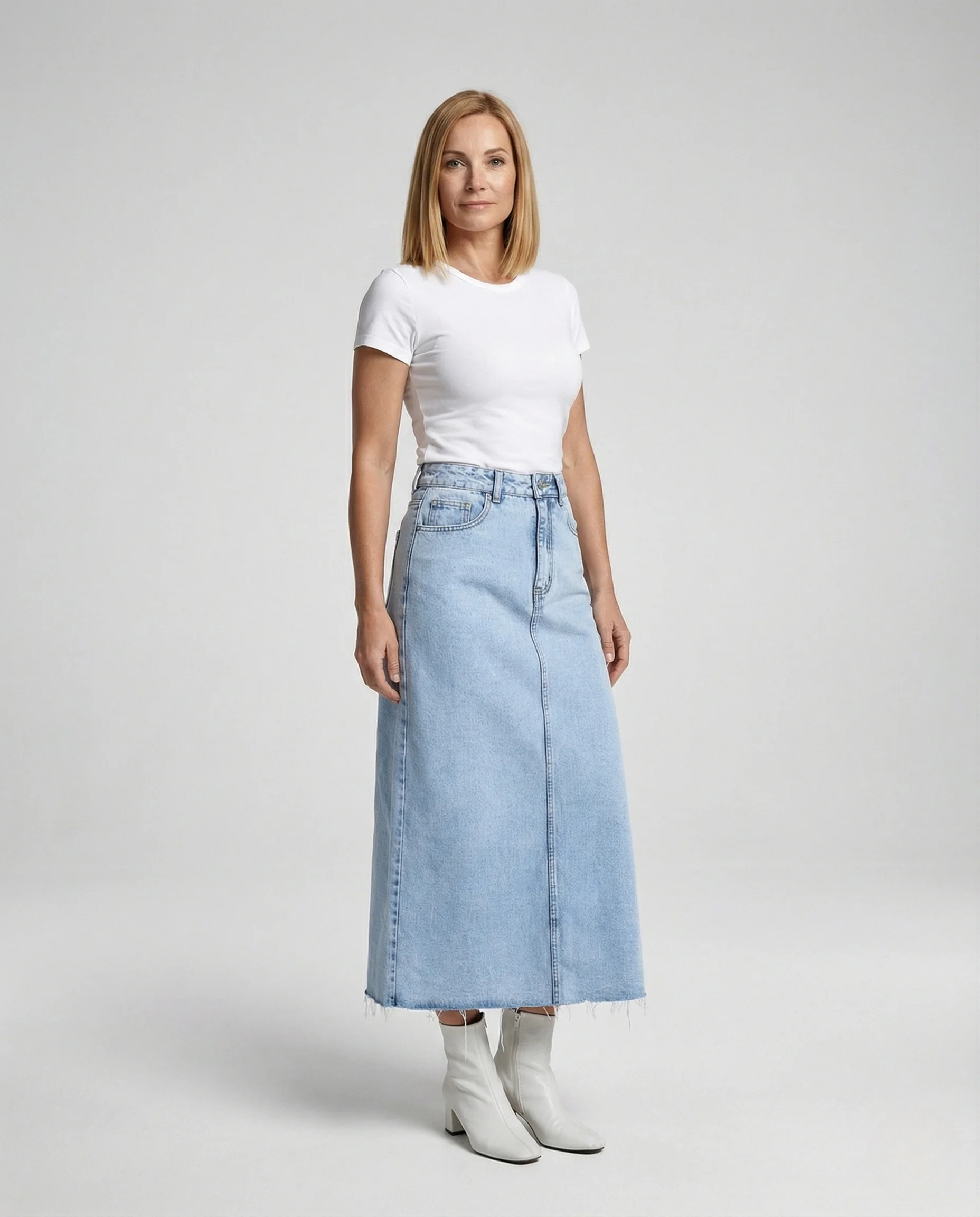 Maxi Jeansrock A-Linie Damen Mit Schlitz - Image 2