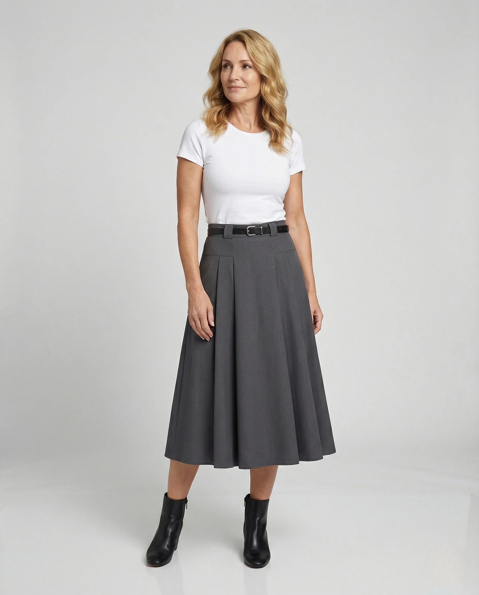 Midirock Damen A-Linie Kellerfalten - Image 2
