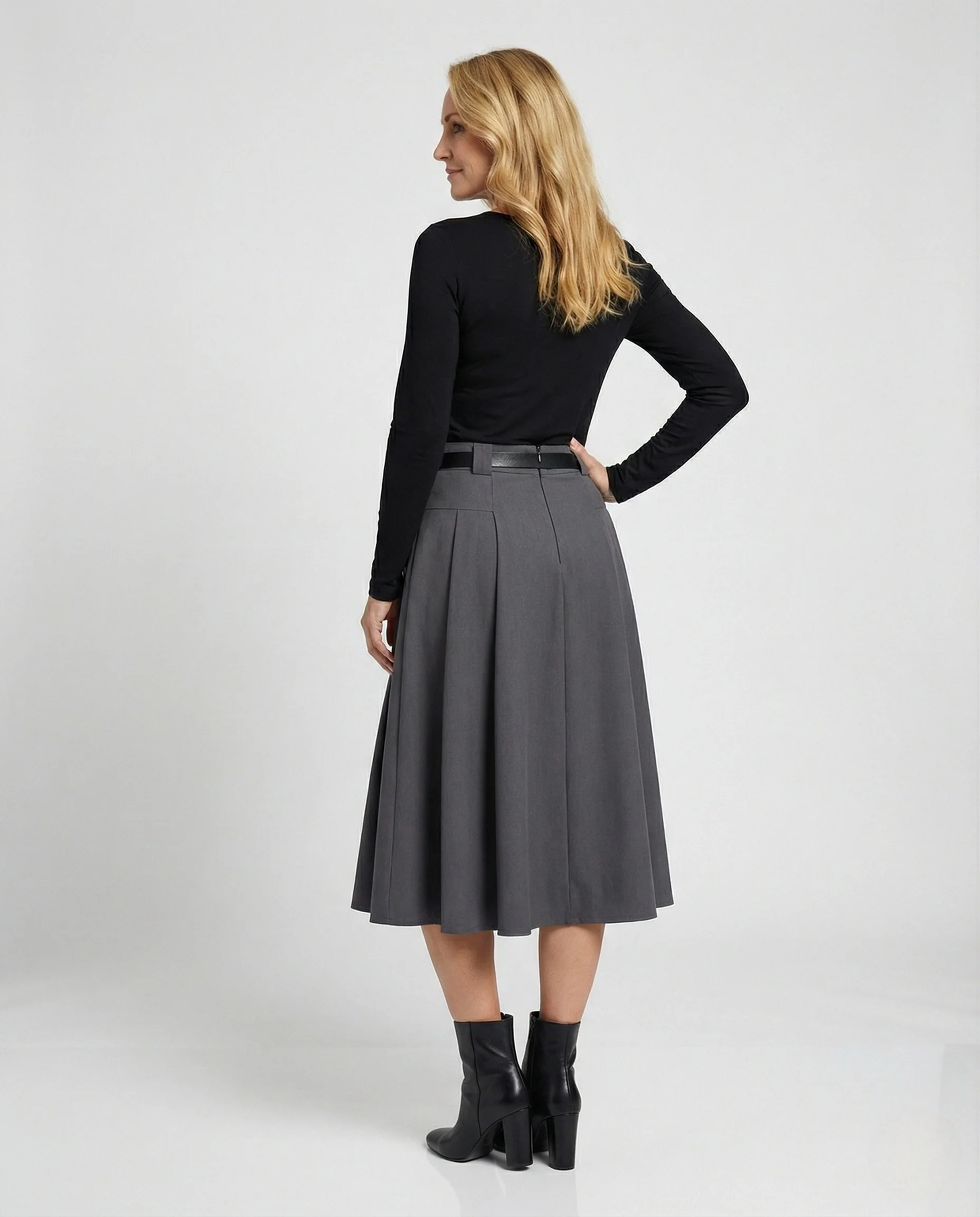 Midirock Damen A-Linie Kellerfalten - Image 3
