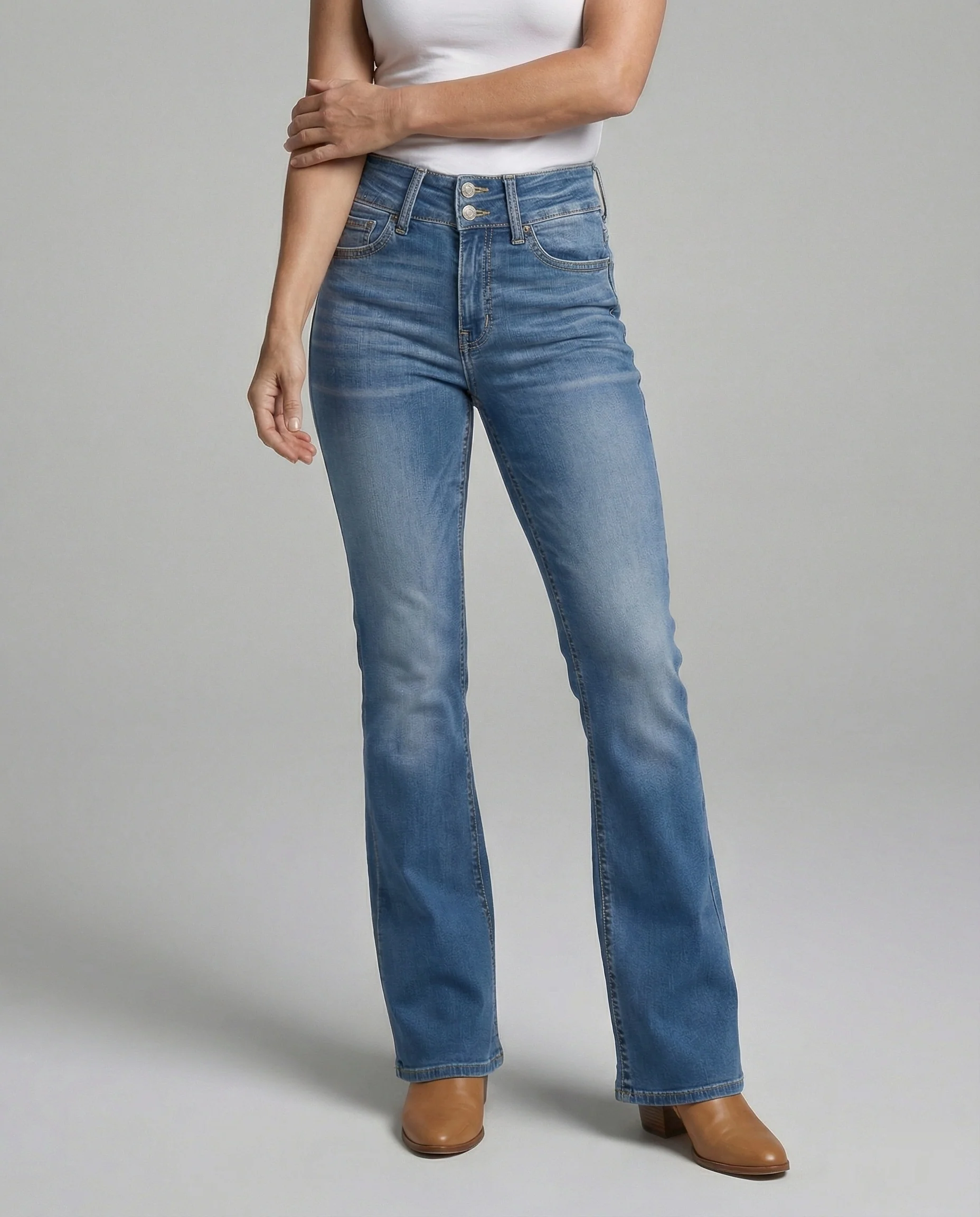 Damen High Waist Stretch Jeans ausgestellt - Image 2