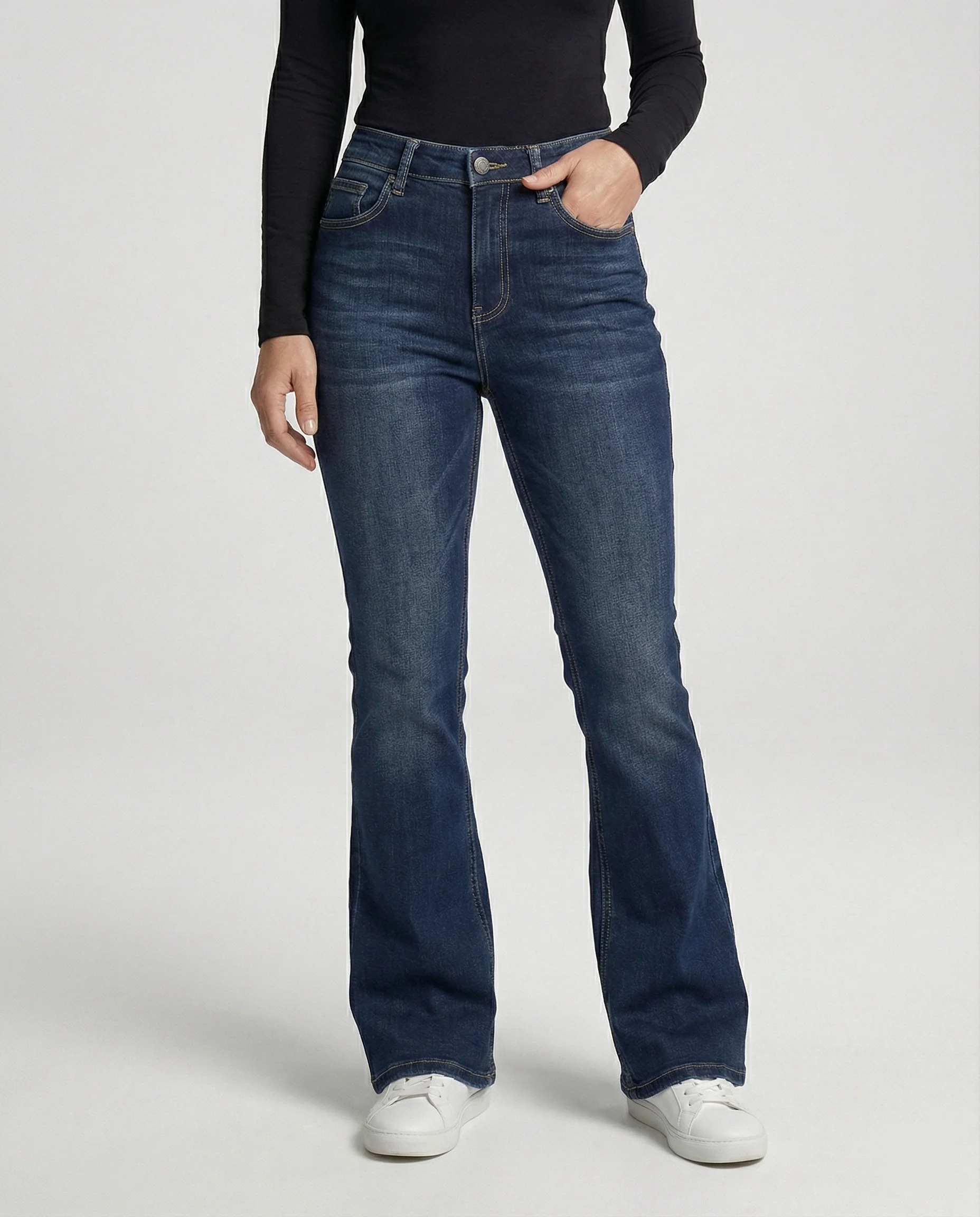 Damen High Waist Stretchjeans mit Flare Bein - Image 2