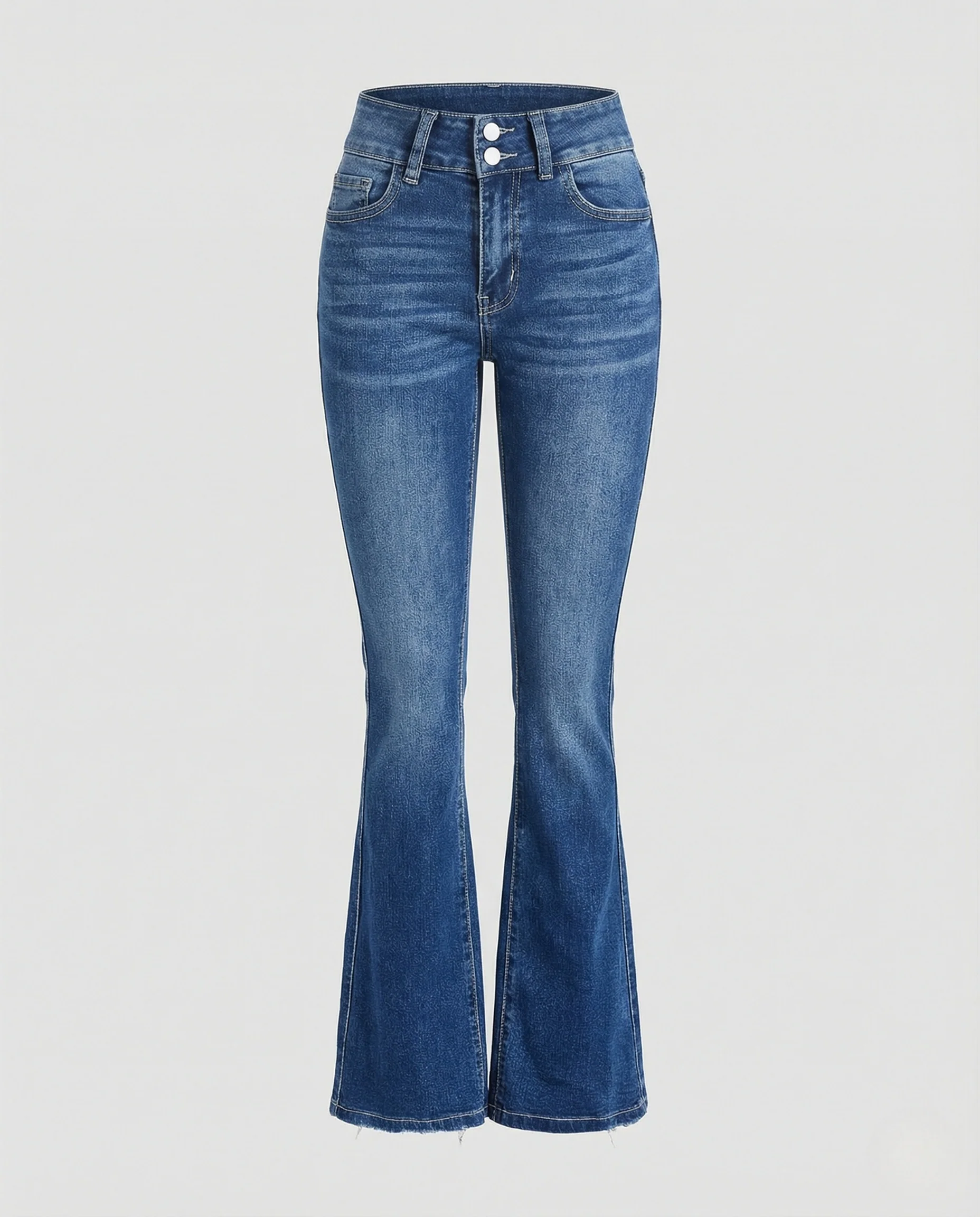 Damen Bootcut Jeans High Waist mit Doppelknopf - Image 4