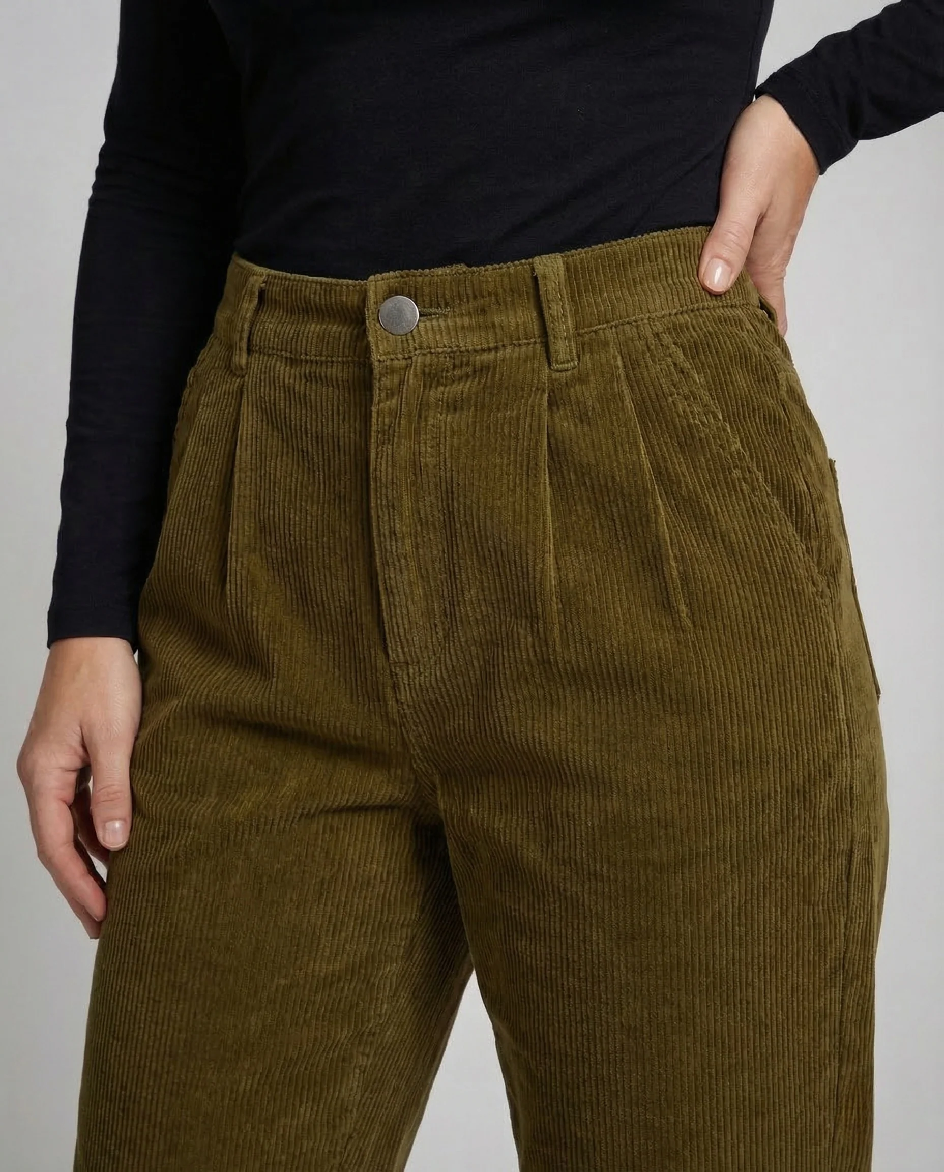 Damen Cordhose High Waist Bundfalten - Image 3