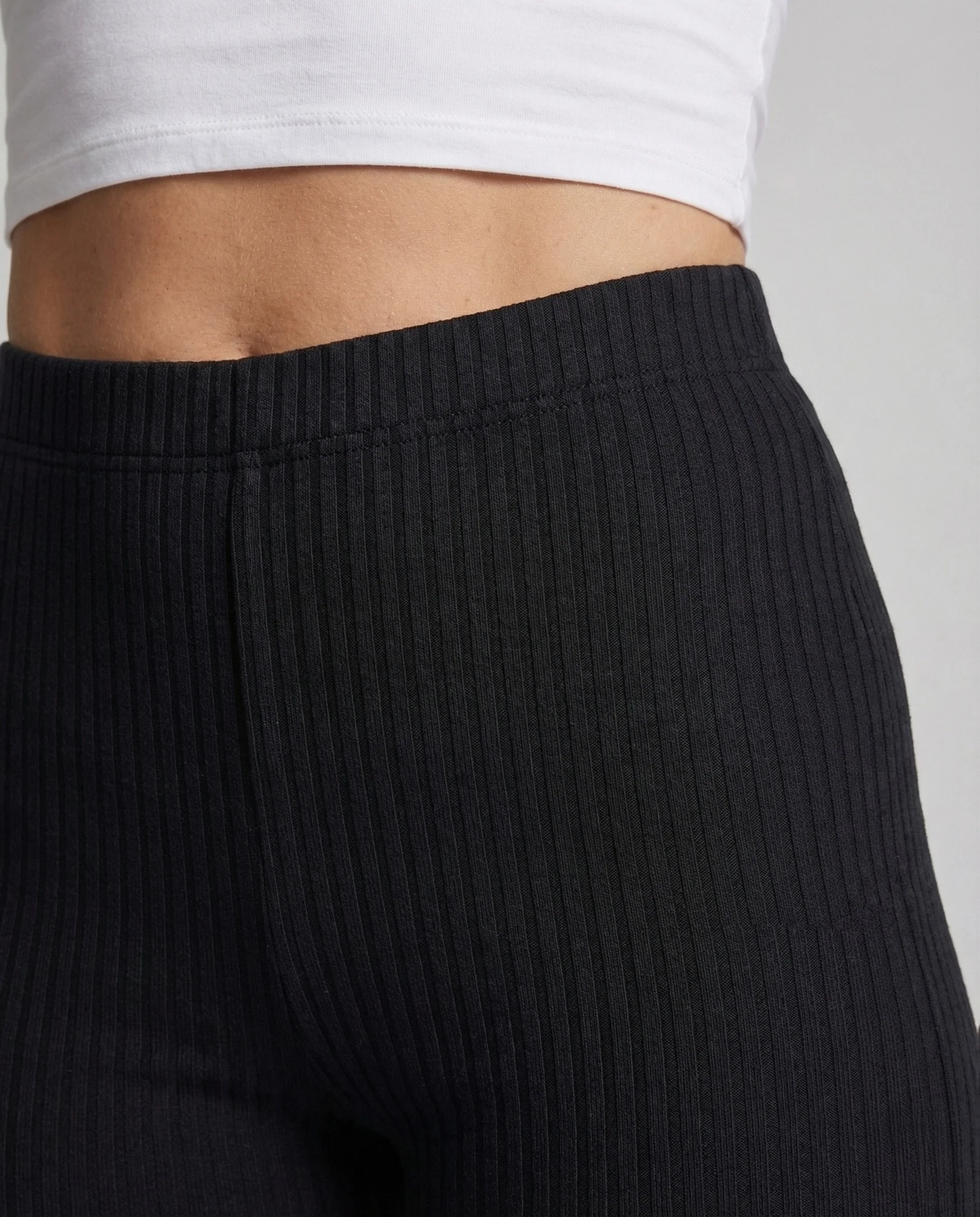 Damen Schlaghose Gerippt High Waist Strickhose - Image 3