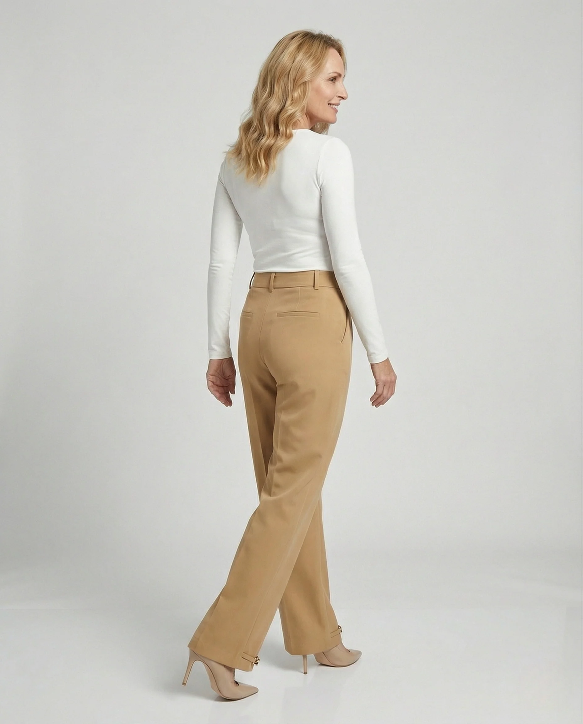 Damen Hochtaillierte Palazzohose mit Bügelfalte - Image 3