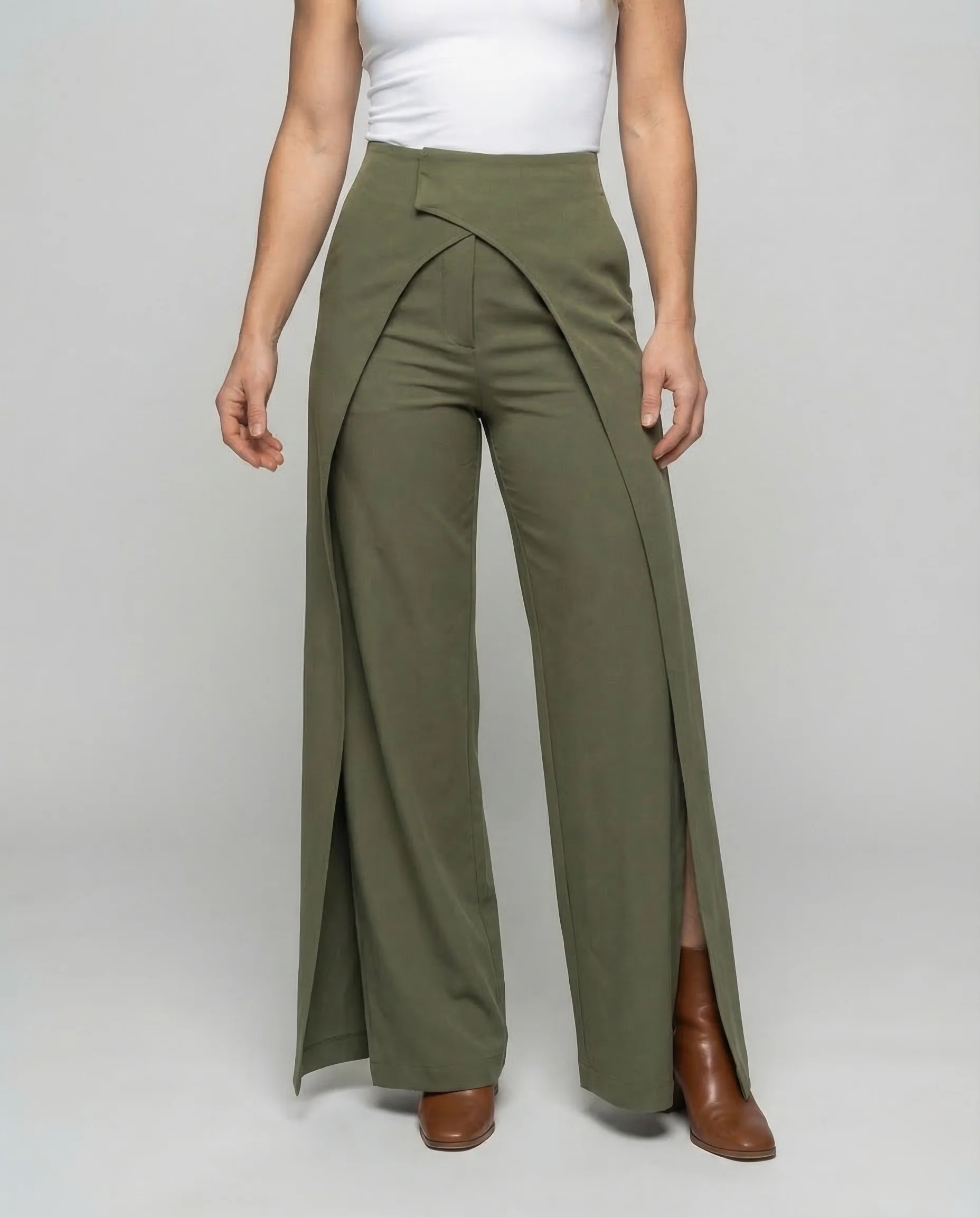 Damen Palazzo Hose High Waist Wickel - Image 2