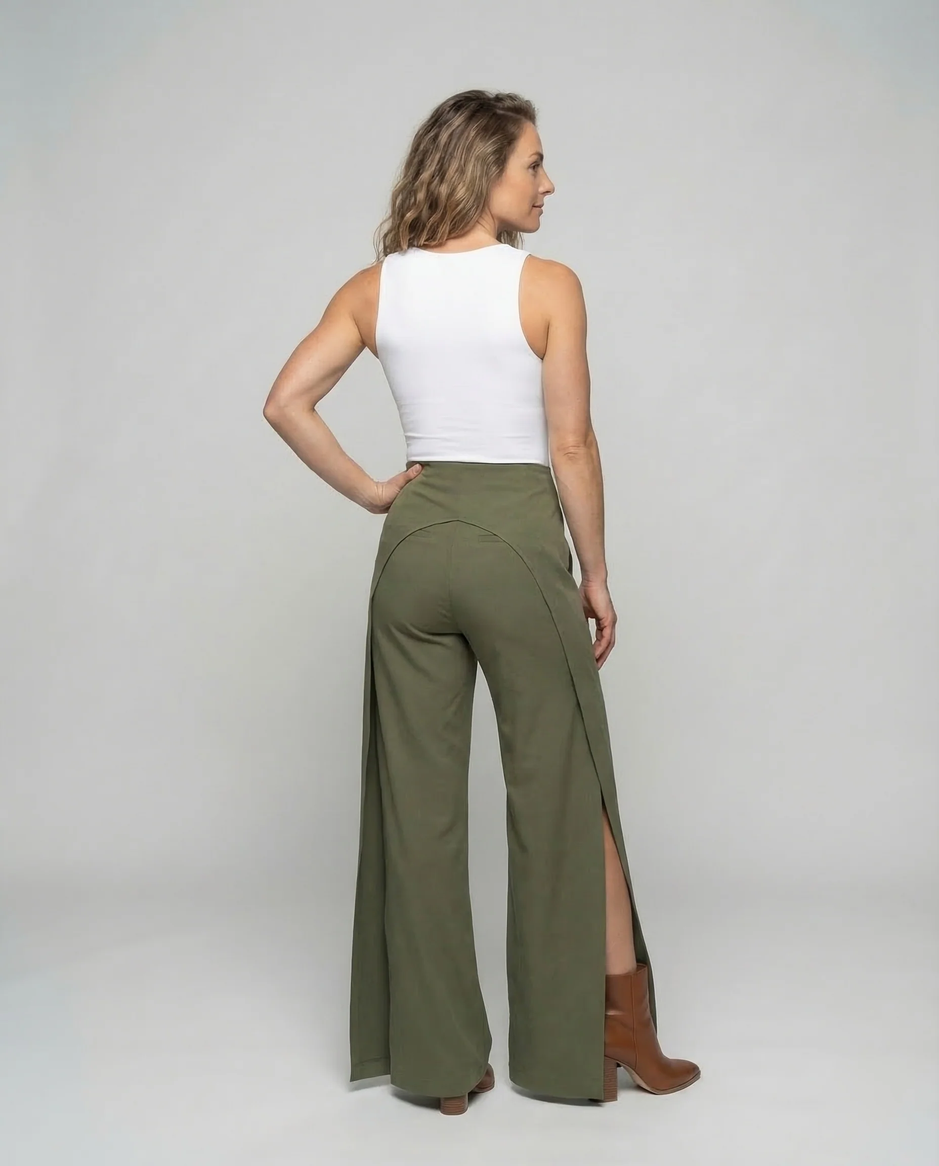 Damen Palazzo Hose High Waist Wickel - Image 4