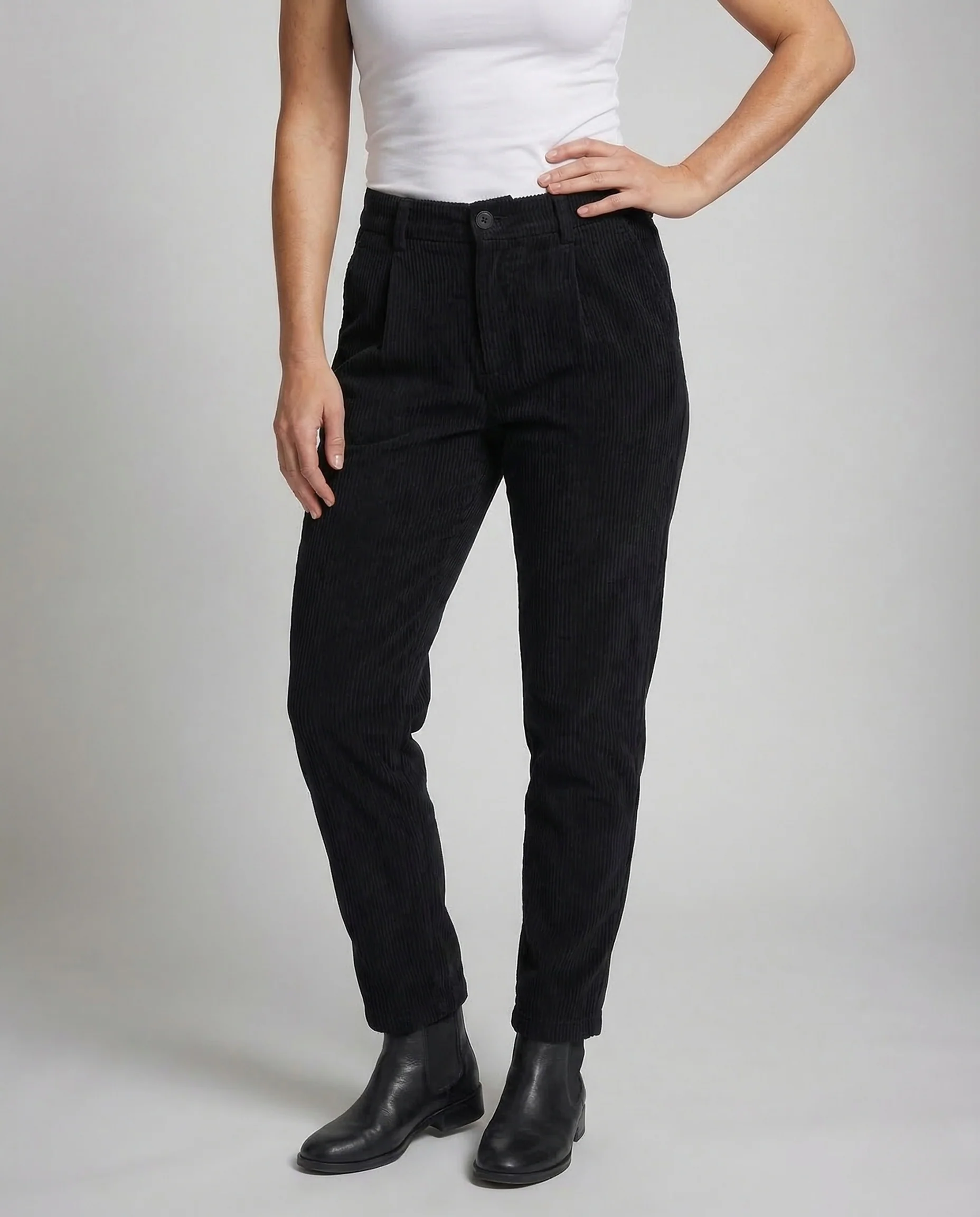 Damen Rippstrick Hose Bundfalten - Image 2