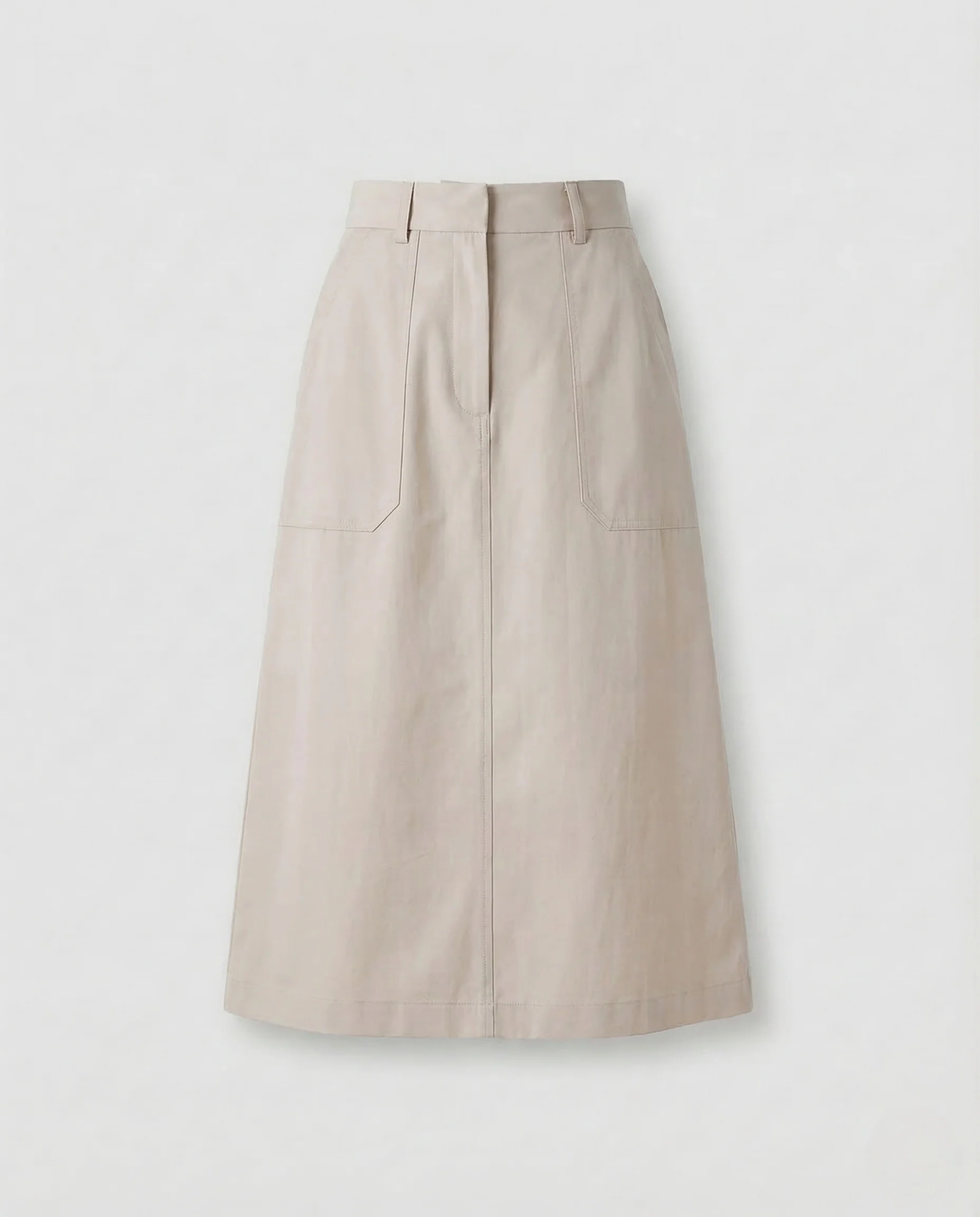 Damen Midirock High Waist Baumwollmix Gerade - Image 6