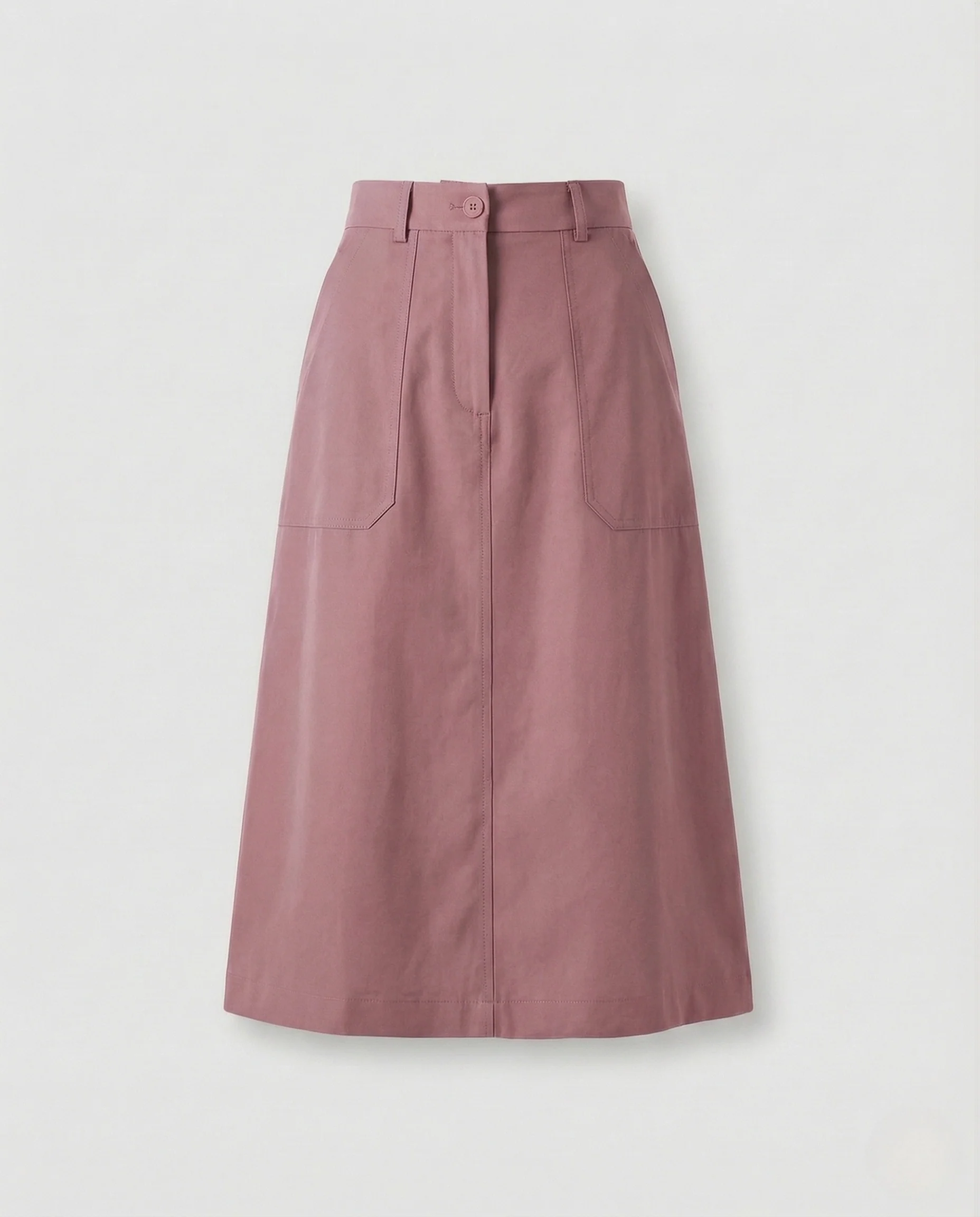 Damen Midirock High Waist Baumwollmix Gerade - Image 7