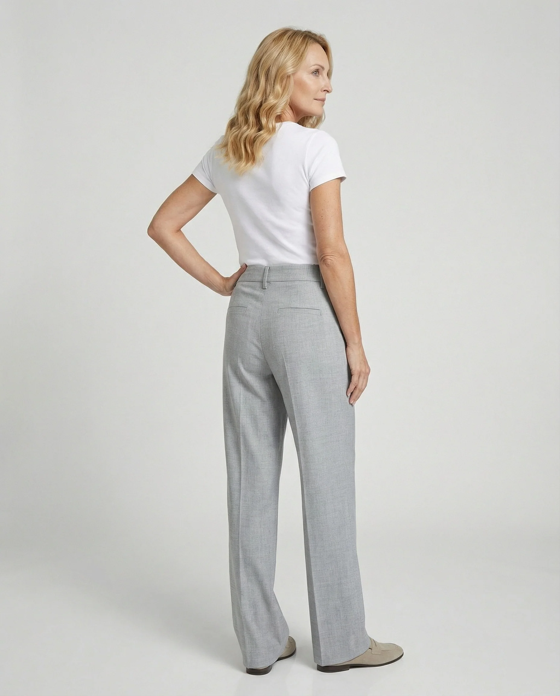 Anzughose Weit High Waist Mit Bügelfalte Damen - Image 2