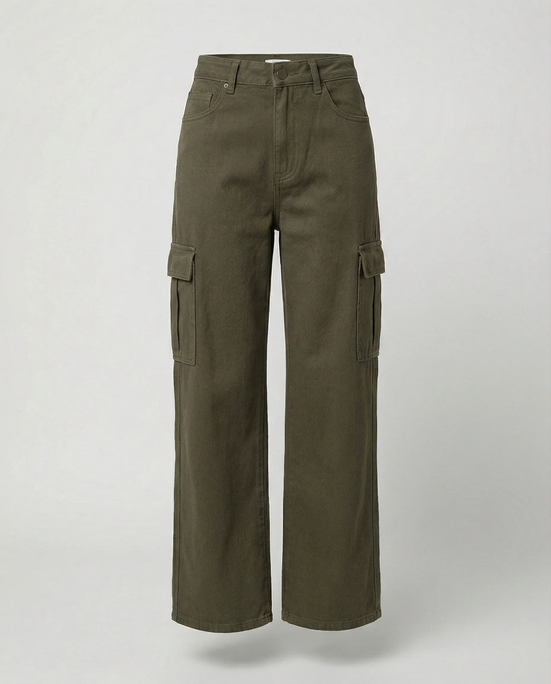 Damen nan hohes Taillen-Jeansmodell im Baggy-Palazzo-Schnitt mit Cargo-Klappentasche und formgebenden Abnähern Heidi-Mode - Image 8