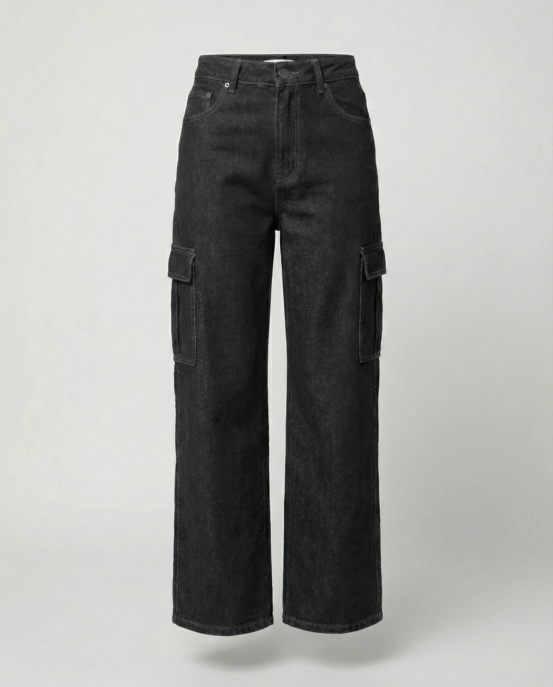Damen nan hohes Taillen-Jeansmodell im Baggy-Palazzo-Schnitt mit Cargo-Klappentasche und formgebenden Abnähern Heidi-Mode - Image 9