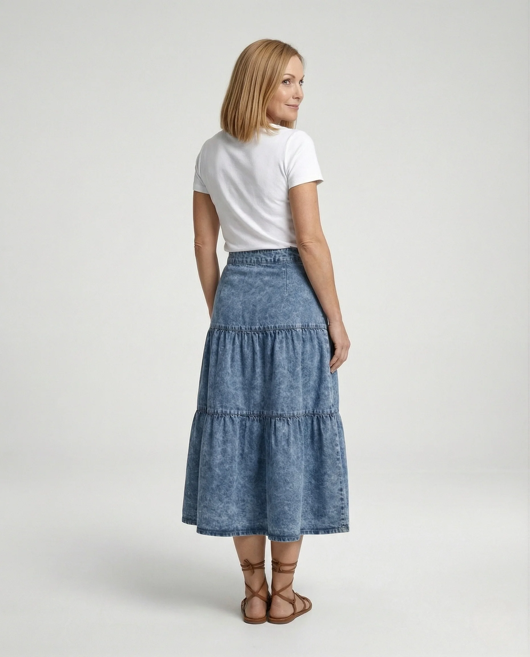 Jeans Midirock Mit Knopfleiste Damen - Image 3