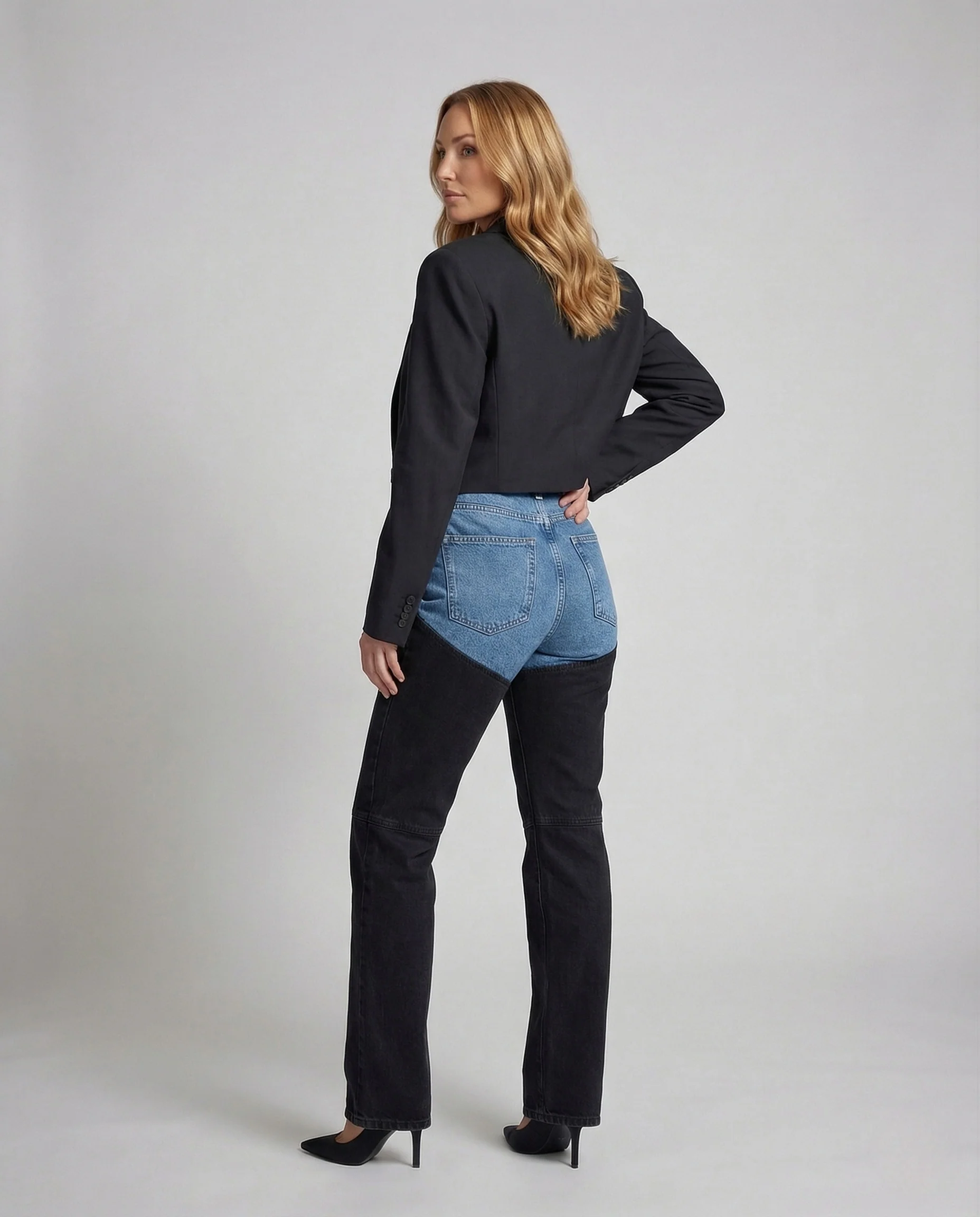 Damen Jeans High Waist Gerades Bein Shorts Einsatz - Image 3