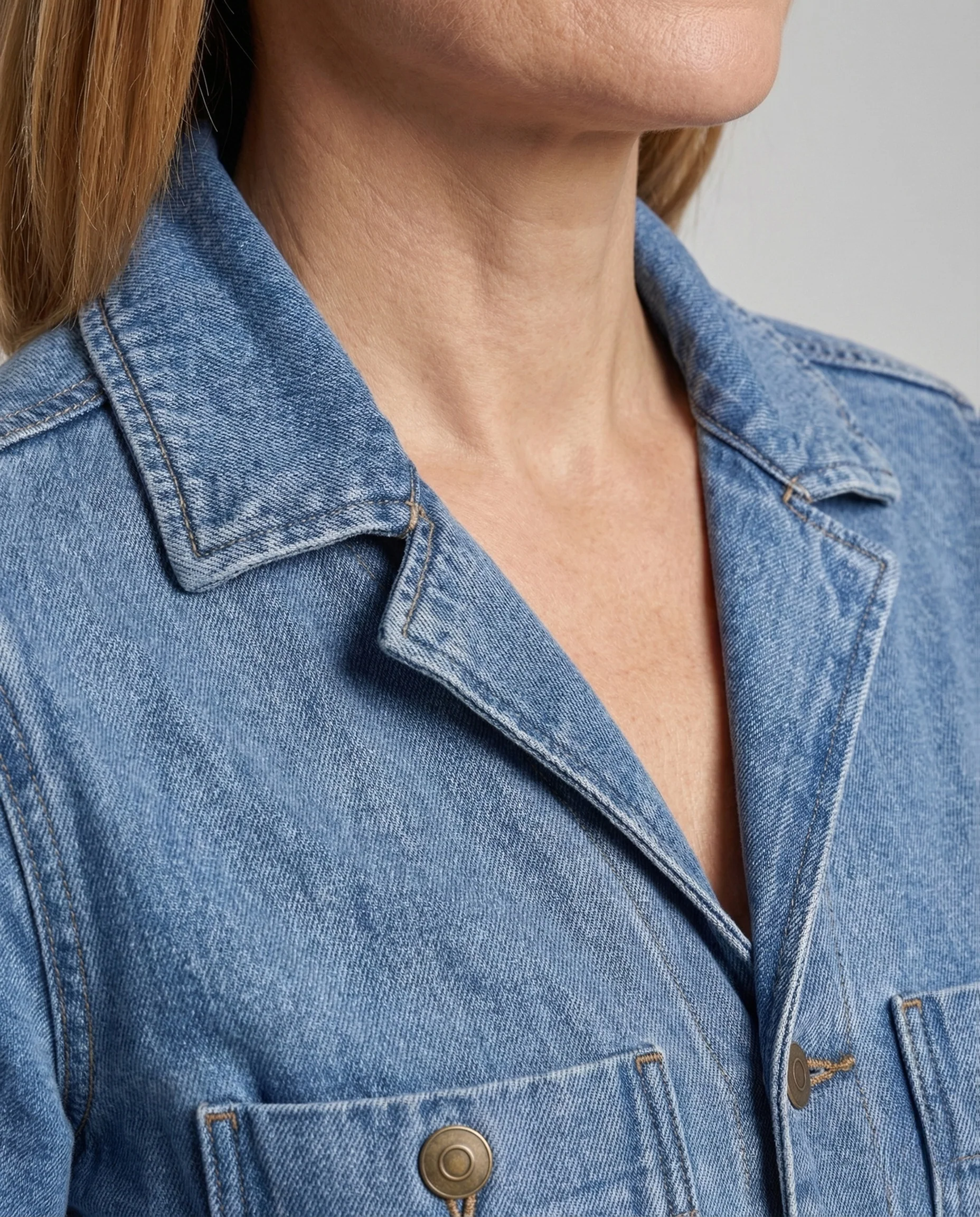 Damen Jeans Overall mit Hemdkragen & Gürtel Wide Leg - Image 2
