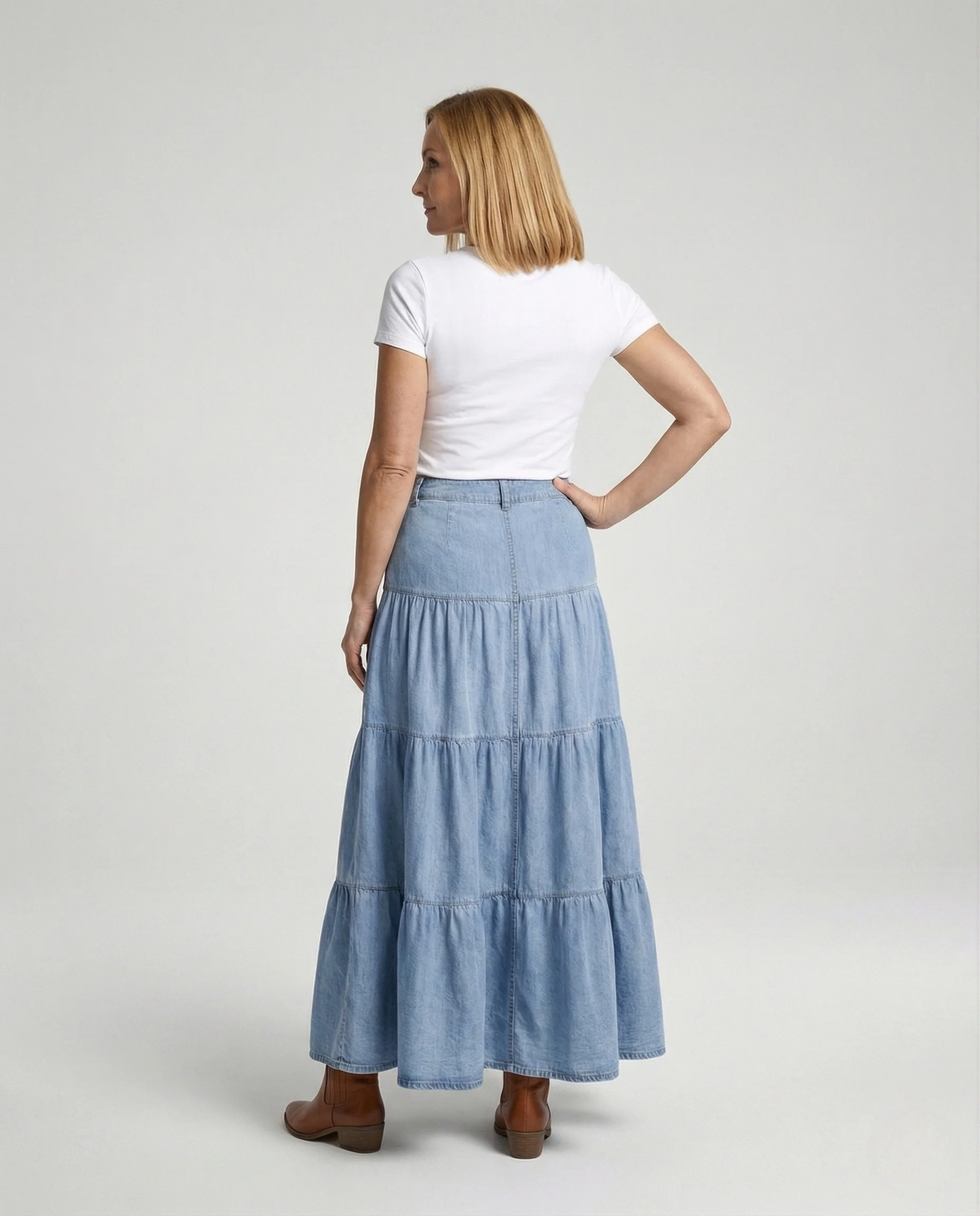 Jeans Stufenrock Damen A-Linie - Image 3