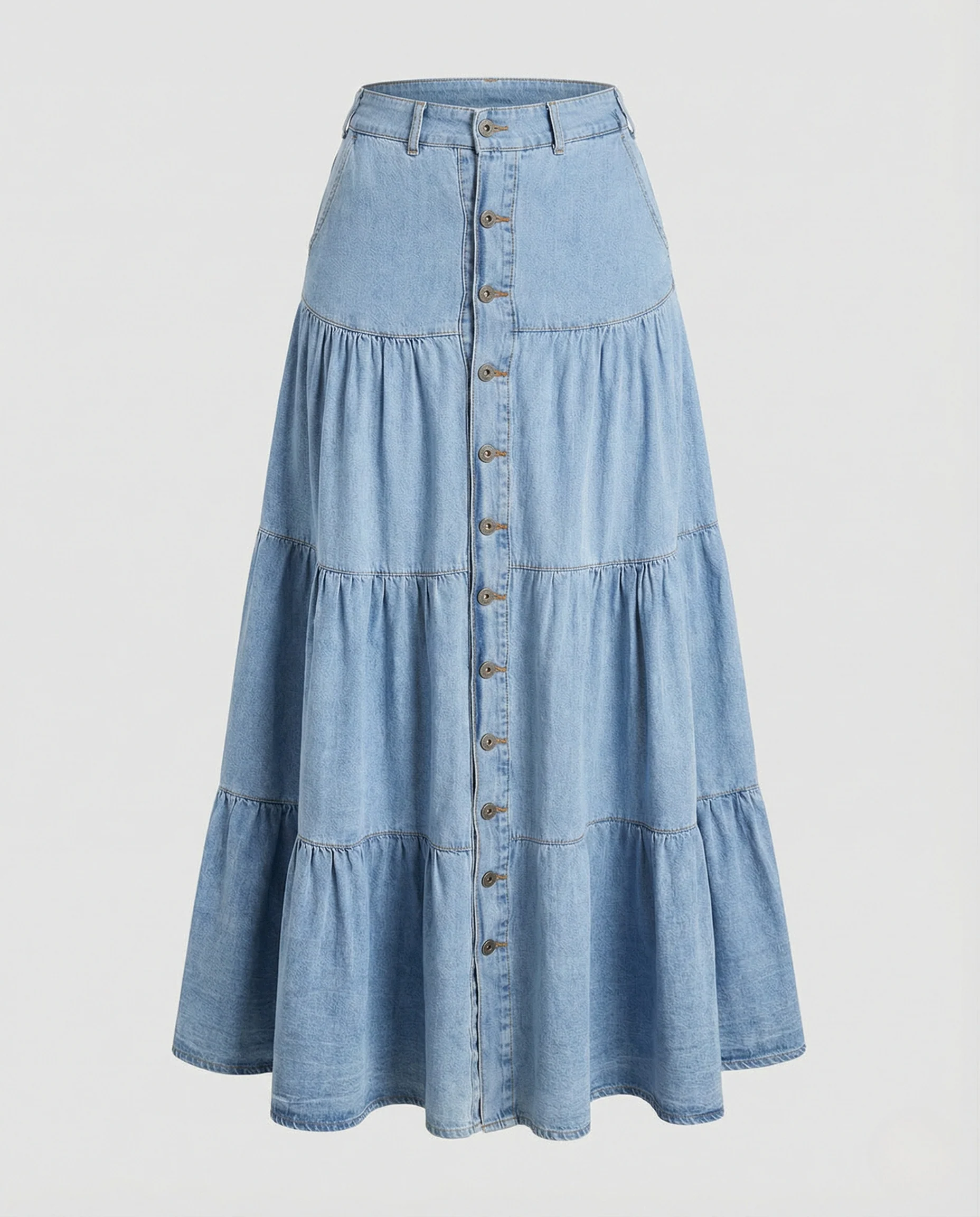 Jeans Stufenrock Damen A-Linie - Image 5