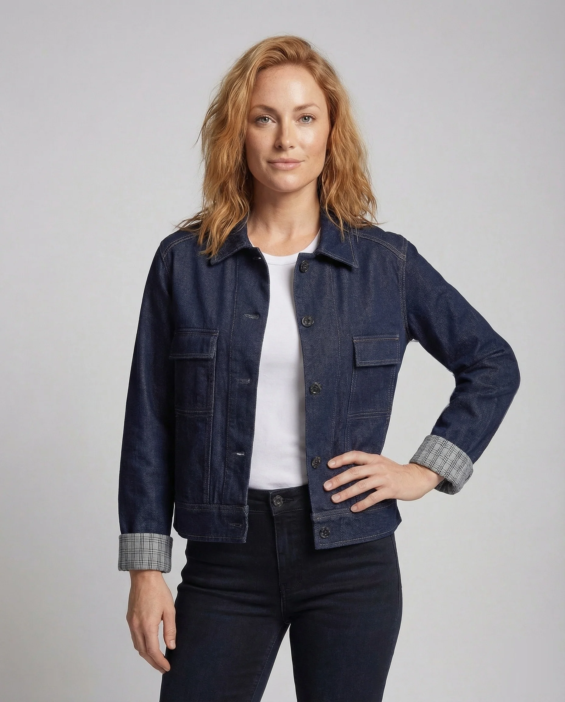 Damen Jeansjacke Boxy Brusttaschen - Image 2