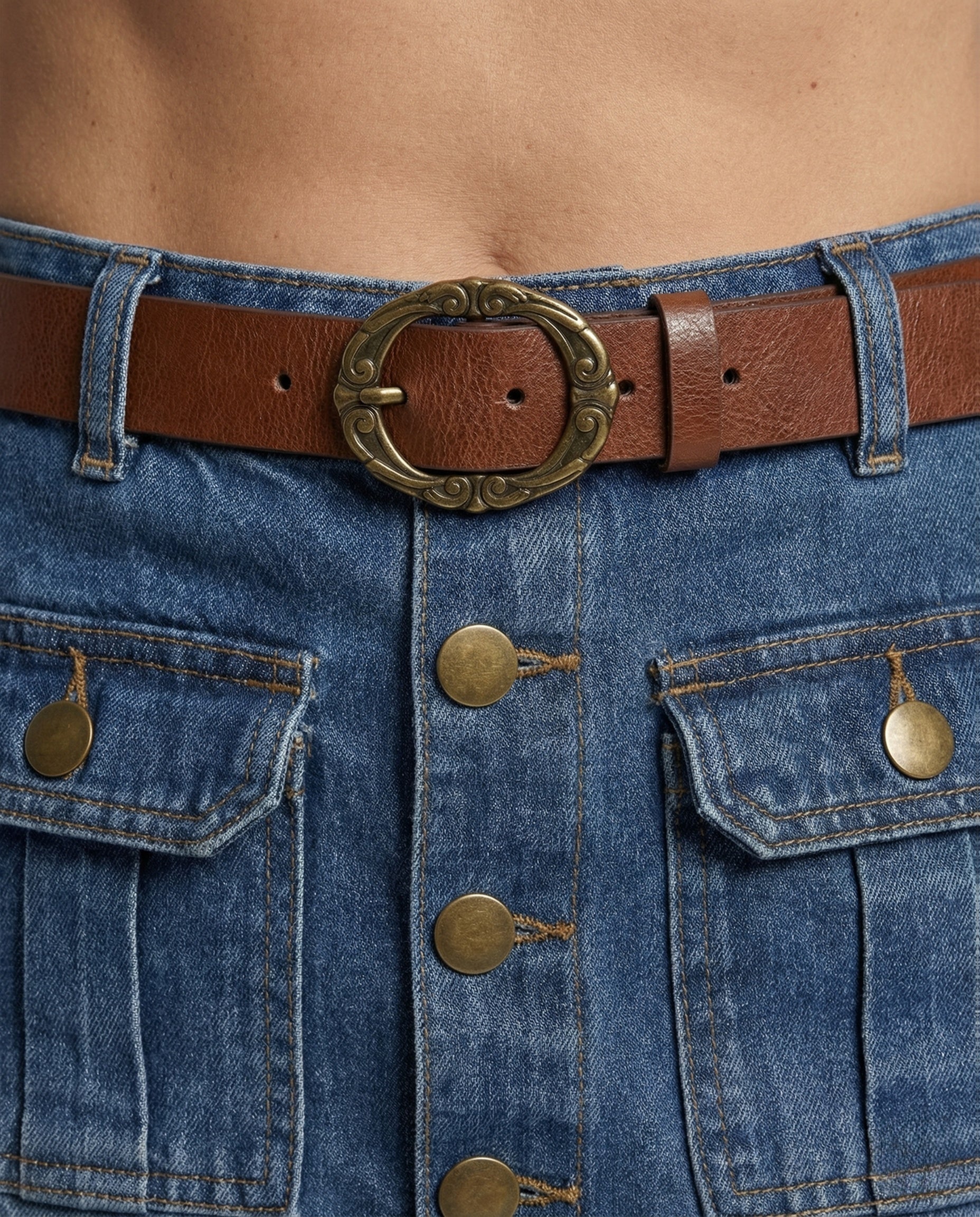 Jeansrock Damen Midi Knopfleiste - Image 4