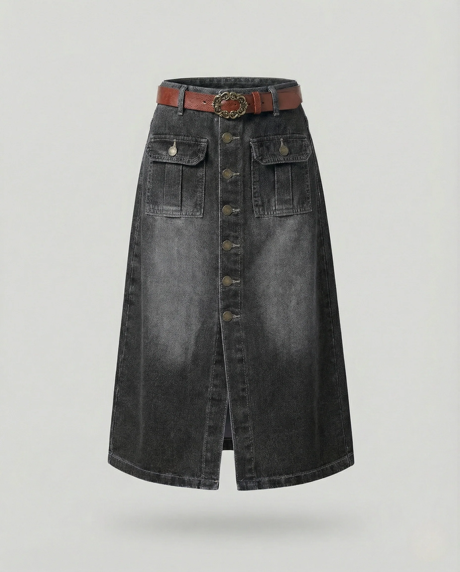 Jeansrock Damen Midi Knopfleiste - Image 7