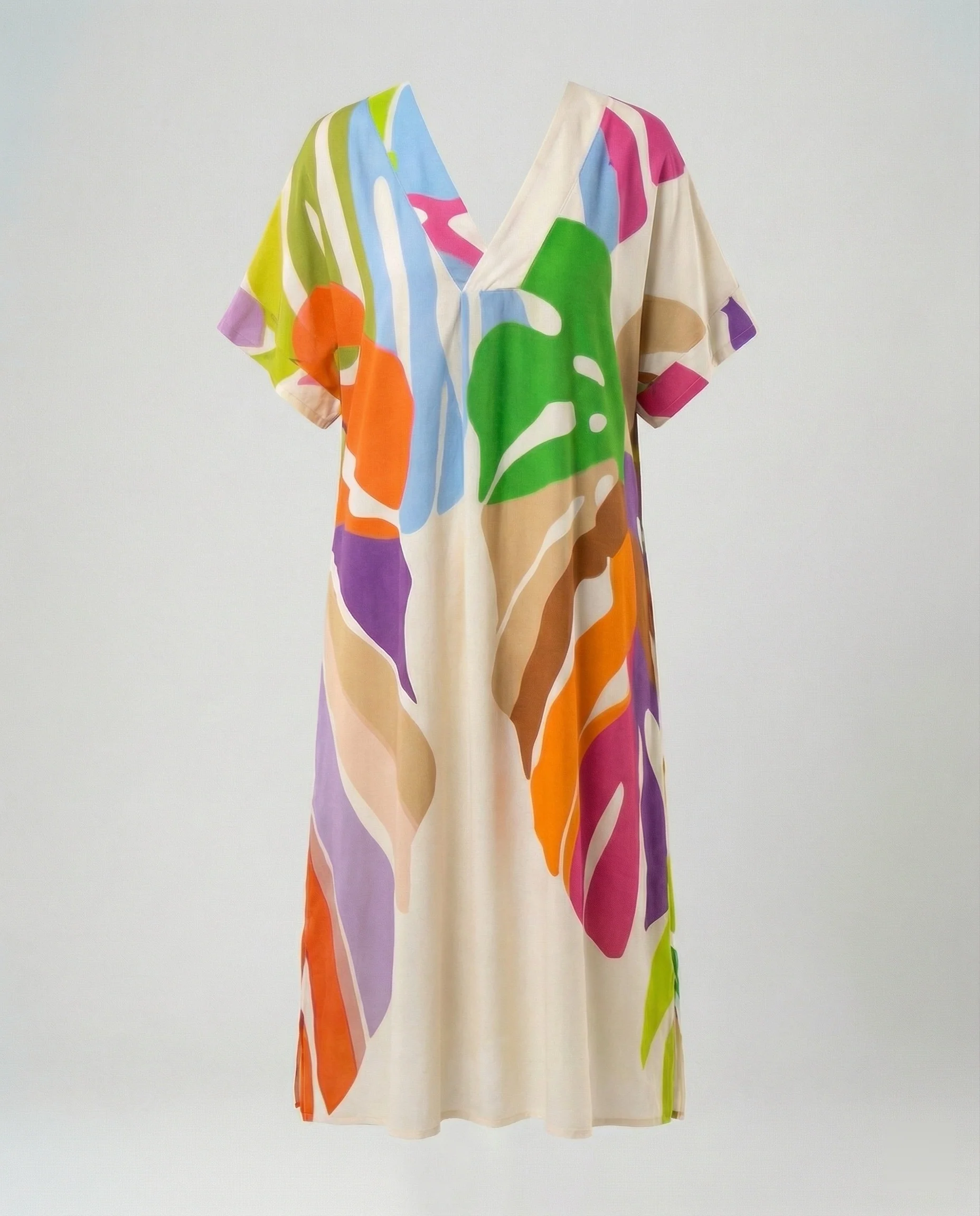 Damen Kaftan Midikleid Print - Image 2