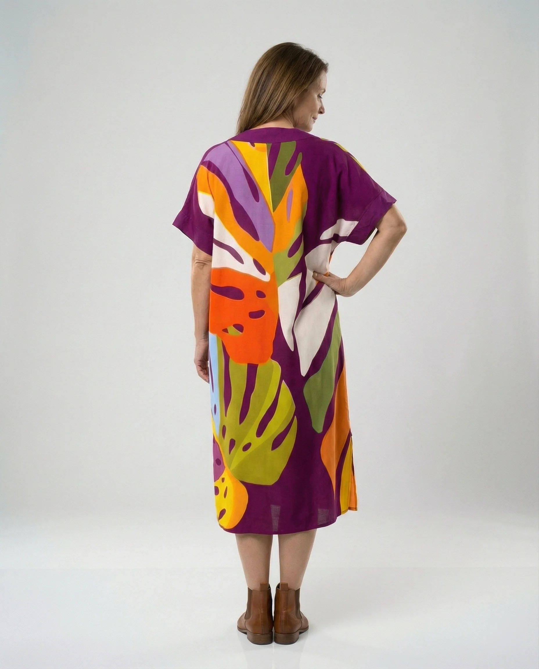 Damen Kaftan Midikleid Print - Image 4