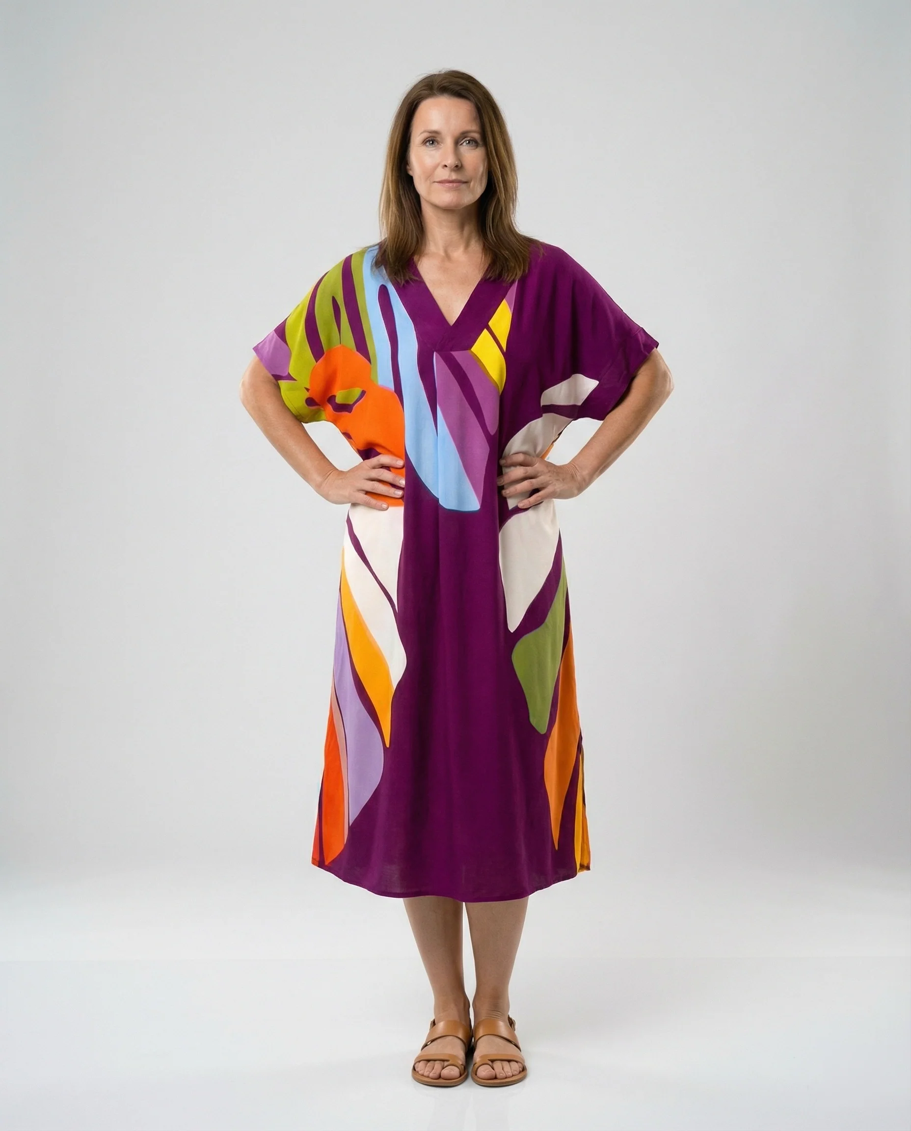 Damen Kaftan Midikleid Print - Image 6