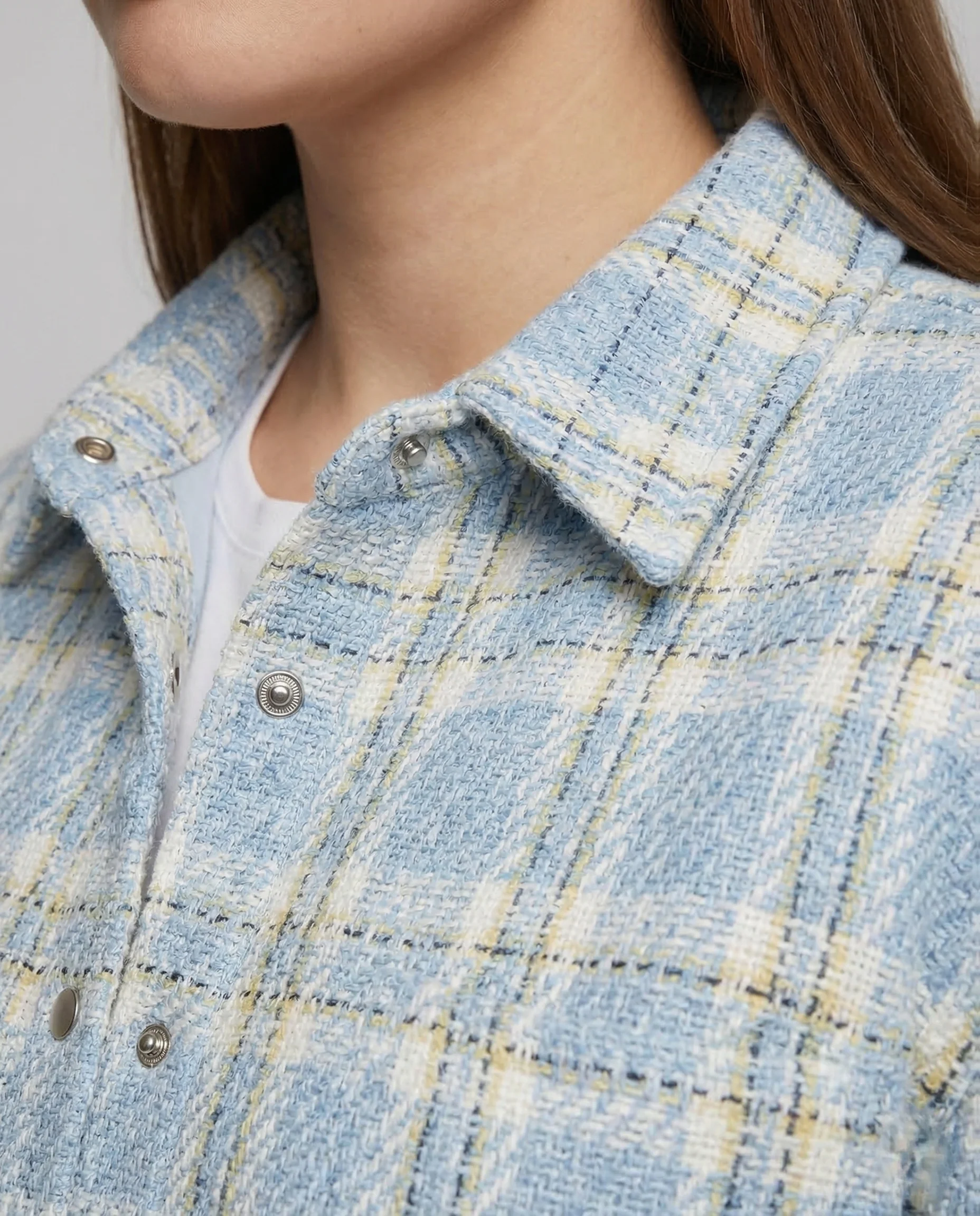 Damen Bouclé Overshirt Kariert - Image 3
