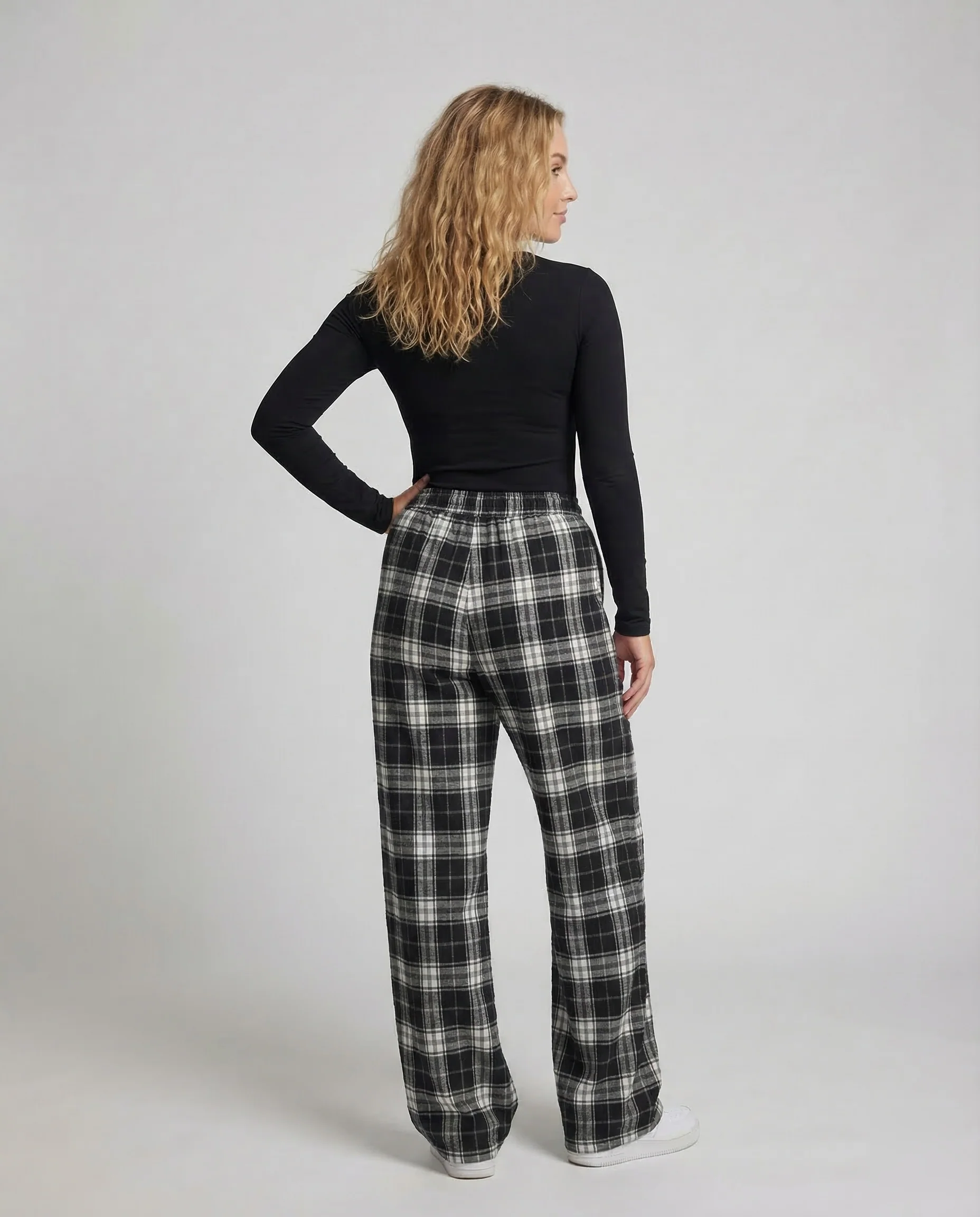 Damen Karohose Weit Tunnelzug - Image 4