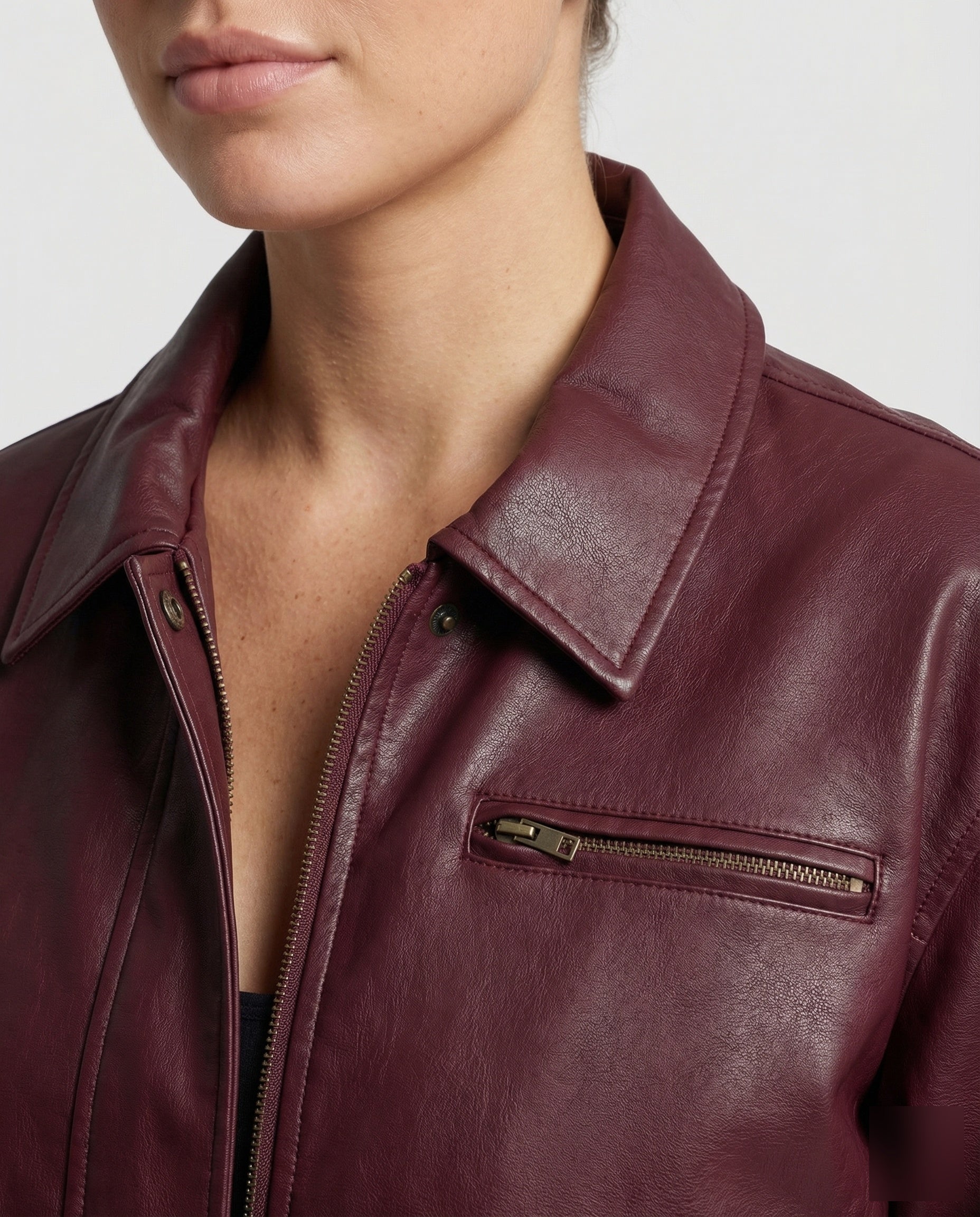 Damen Cropped Lederjacke Boxy - Image 3