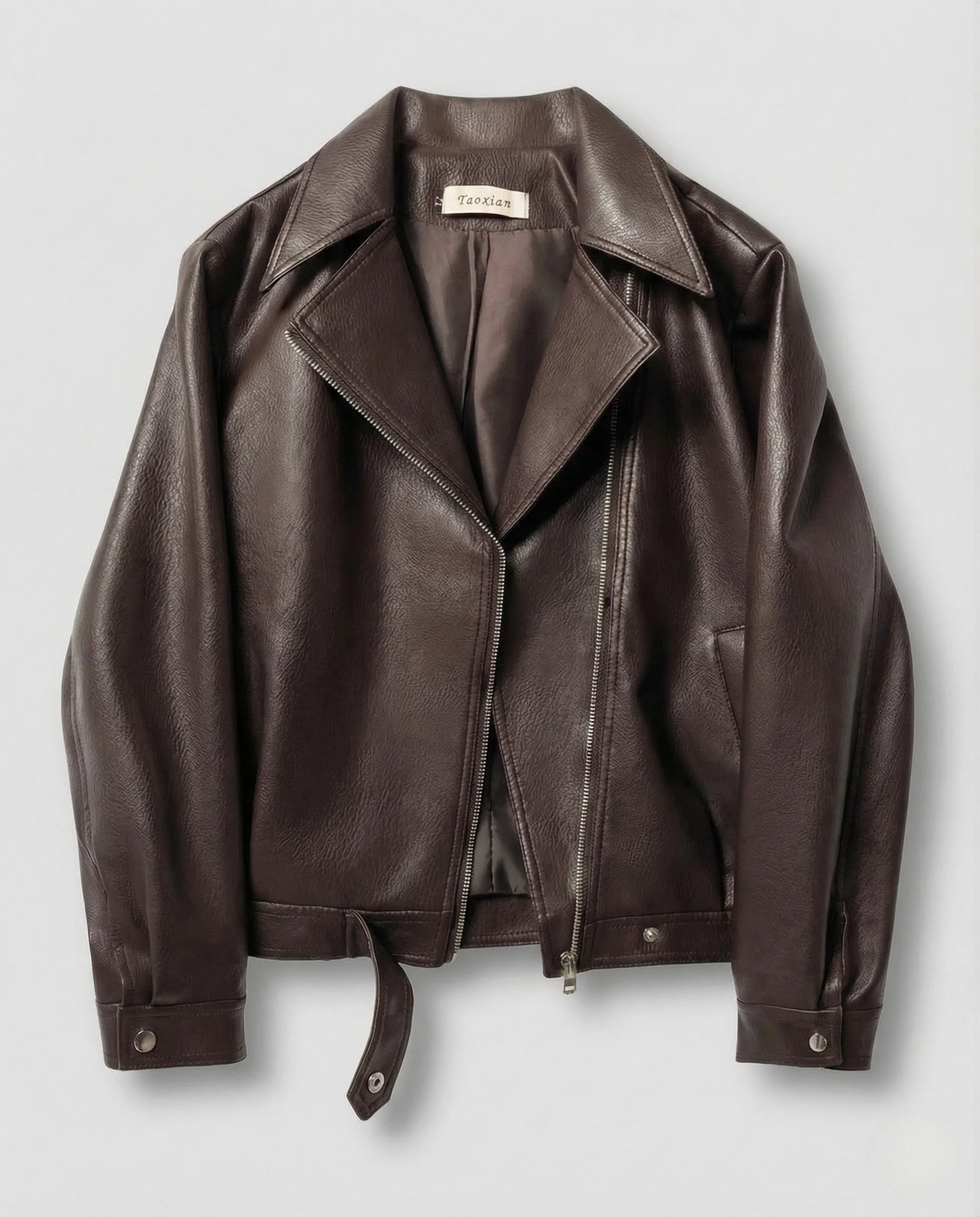 Damen Kunstleder Bikerjacke Kastig Revers - Image 6