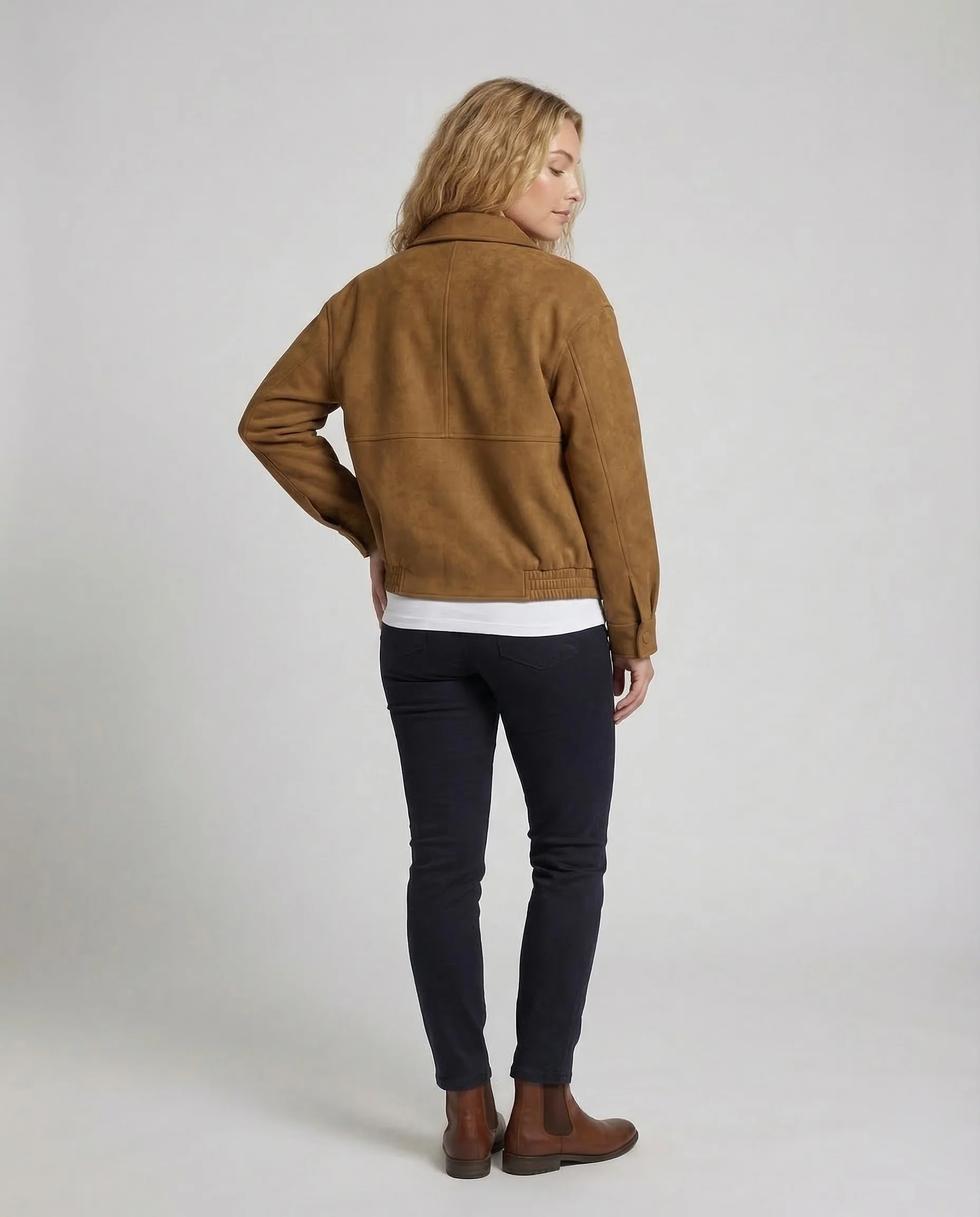 Damen Velourslederjacke Kastig - Image 4