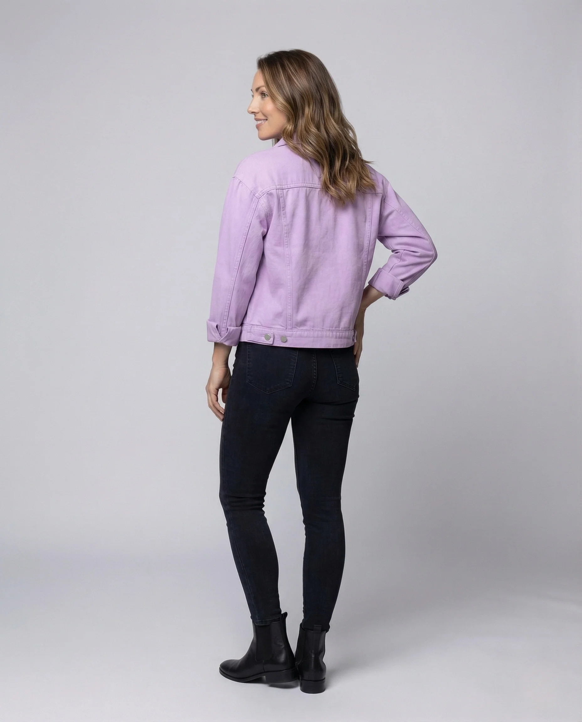 Damen Jeansjacke Oversize Brusttaschen - Image 4
