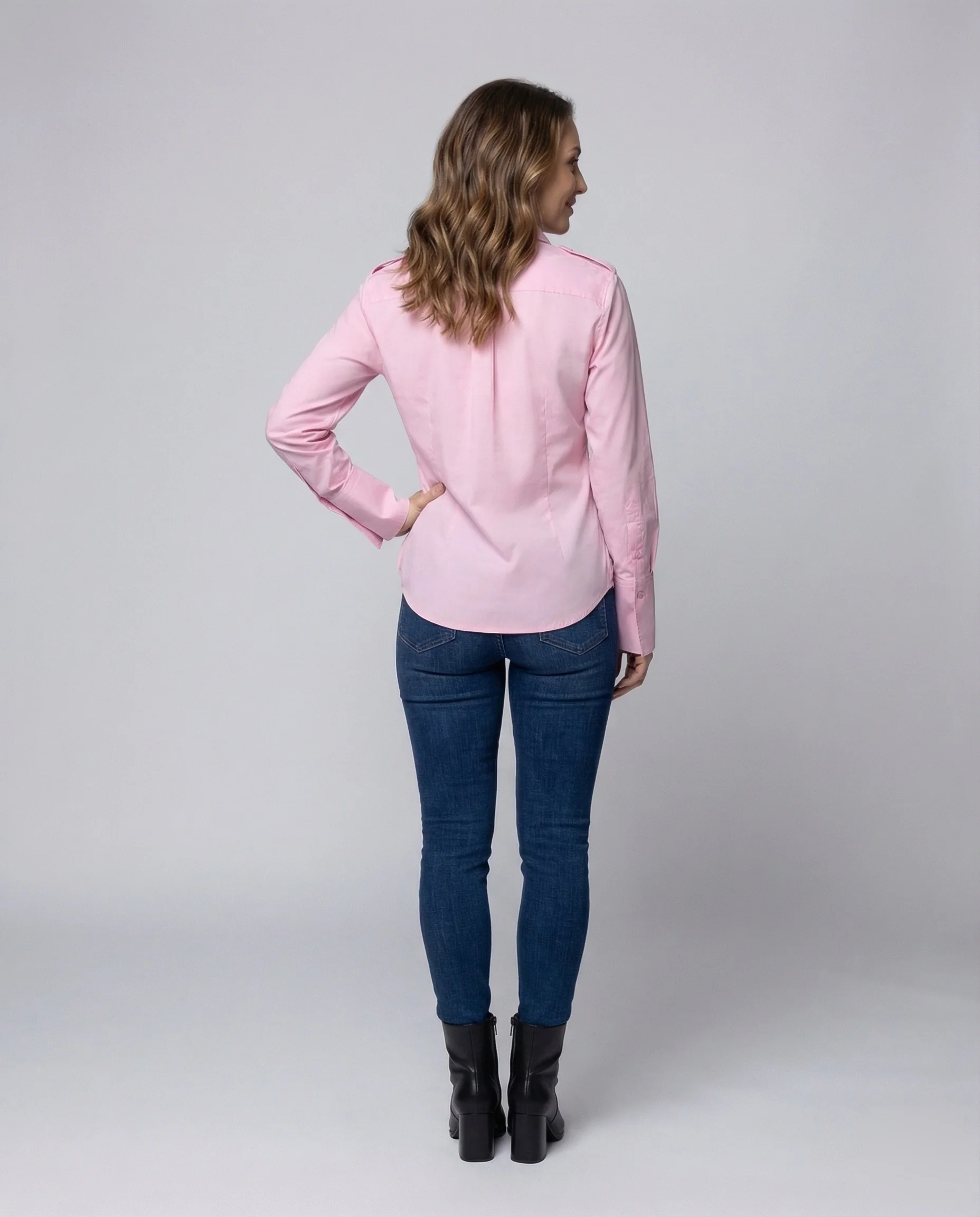 Blusentop Damen aus Popeline mit Hemdkragen - Image 4