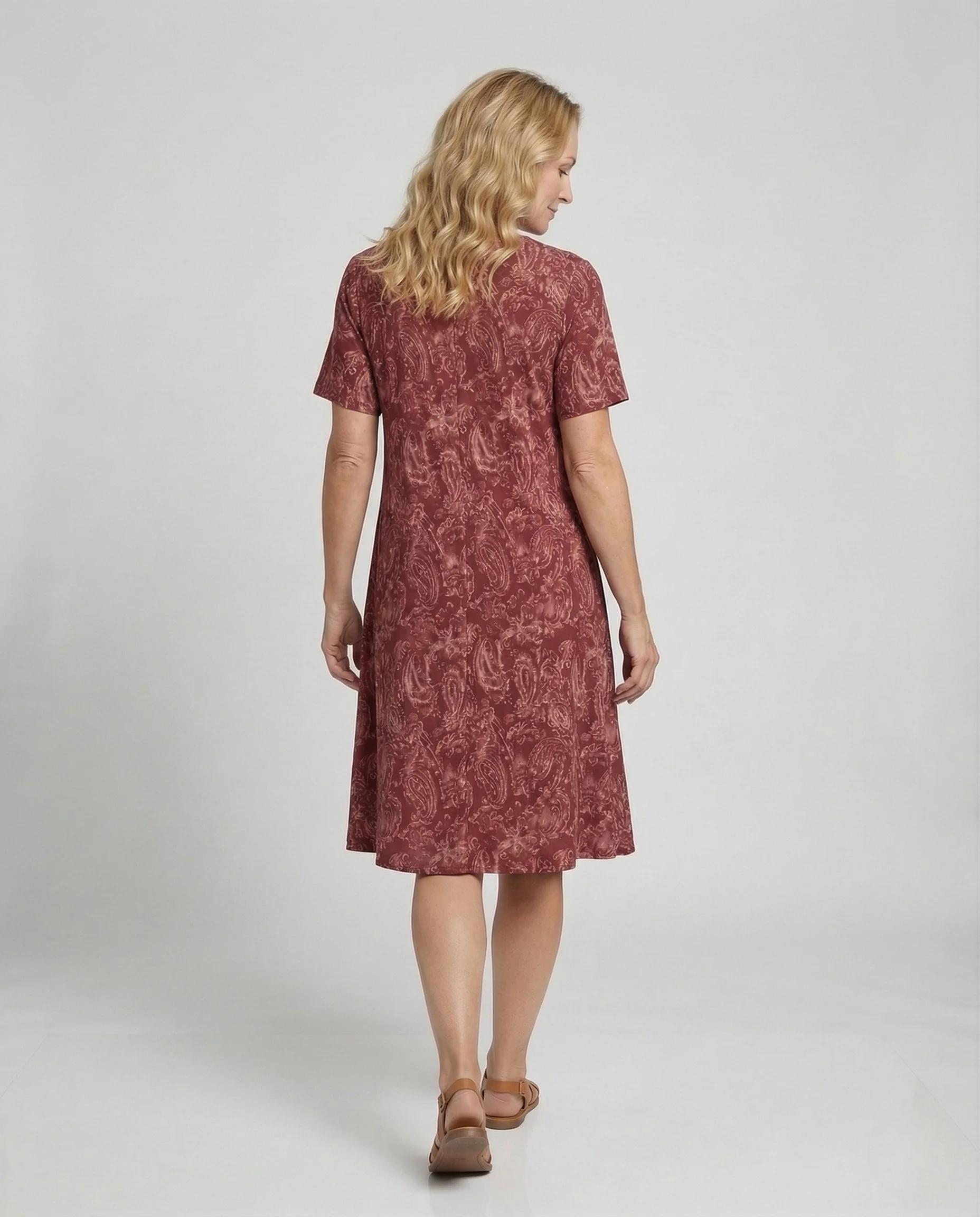 Damen Knielanges A-Linien Kleid mit Ornamentdruck - Image 4
