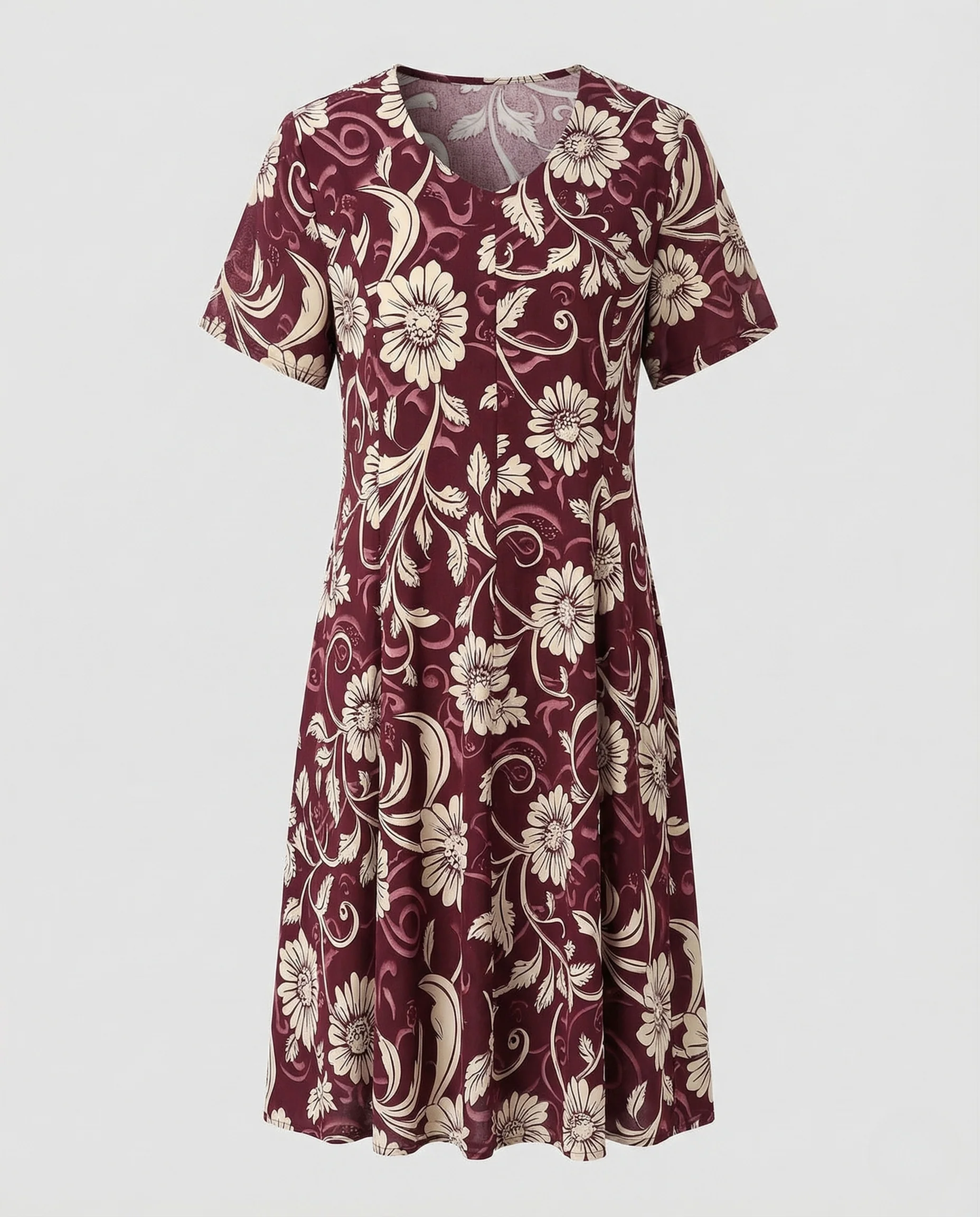 Damen Knielanges A-Linien Kleid mit Ornamentdruck - Image 6