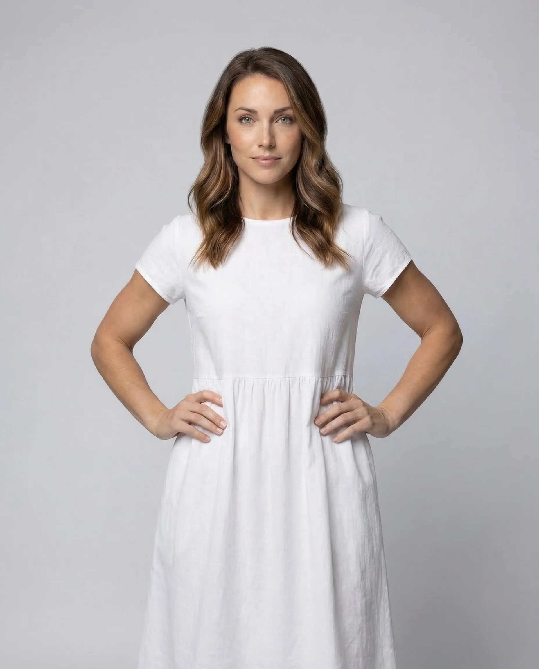 Damen Babydoll Kleid Knielang Taschen - Image 2