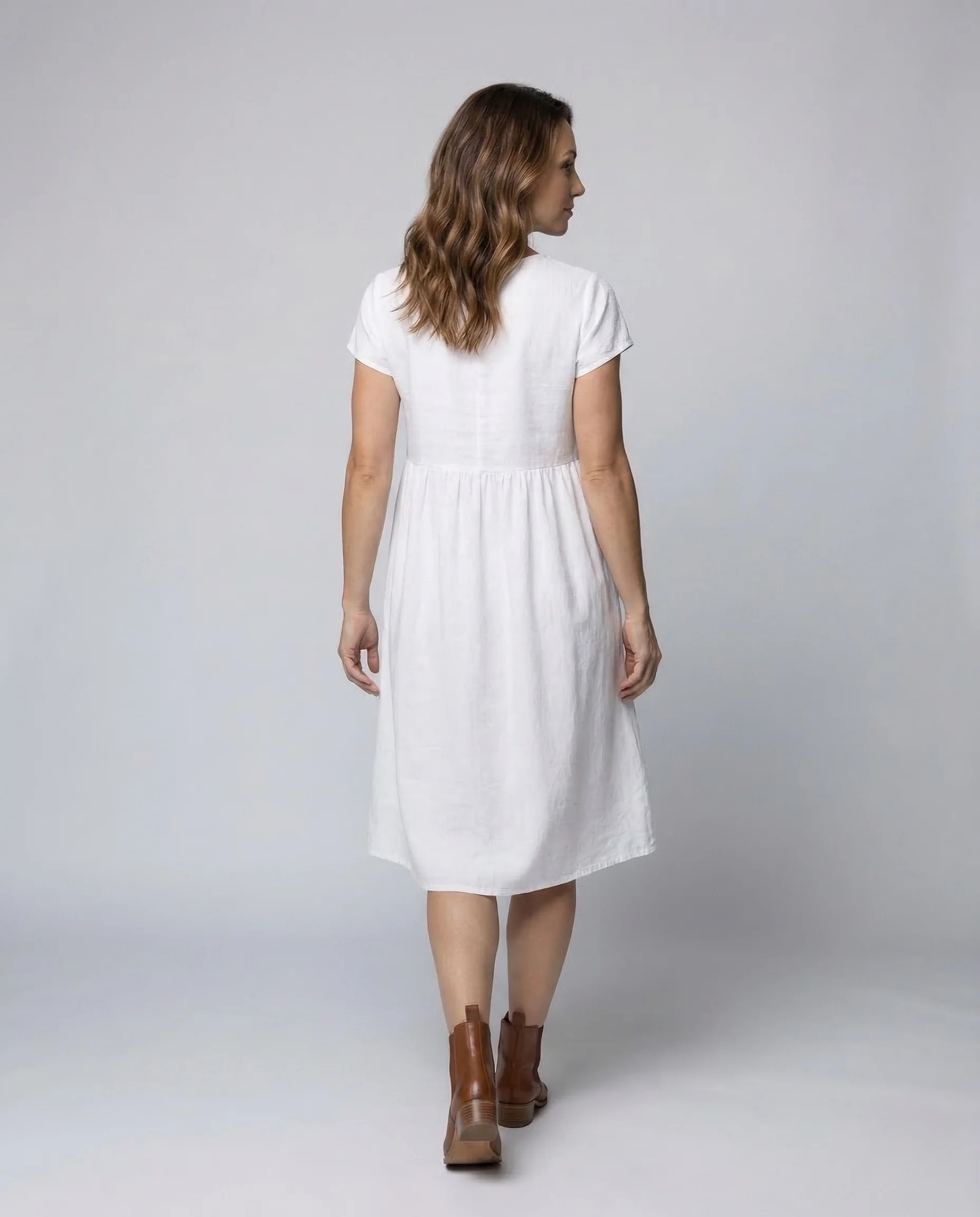 Damen Babydoll Kleid Knielang Taschen - Image 4