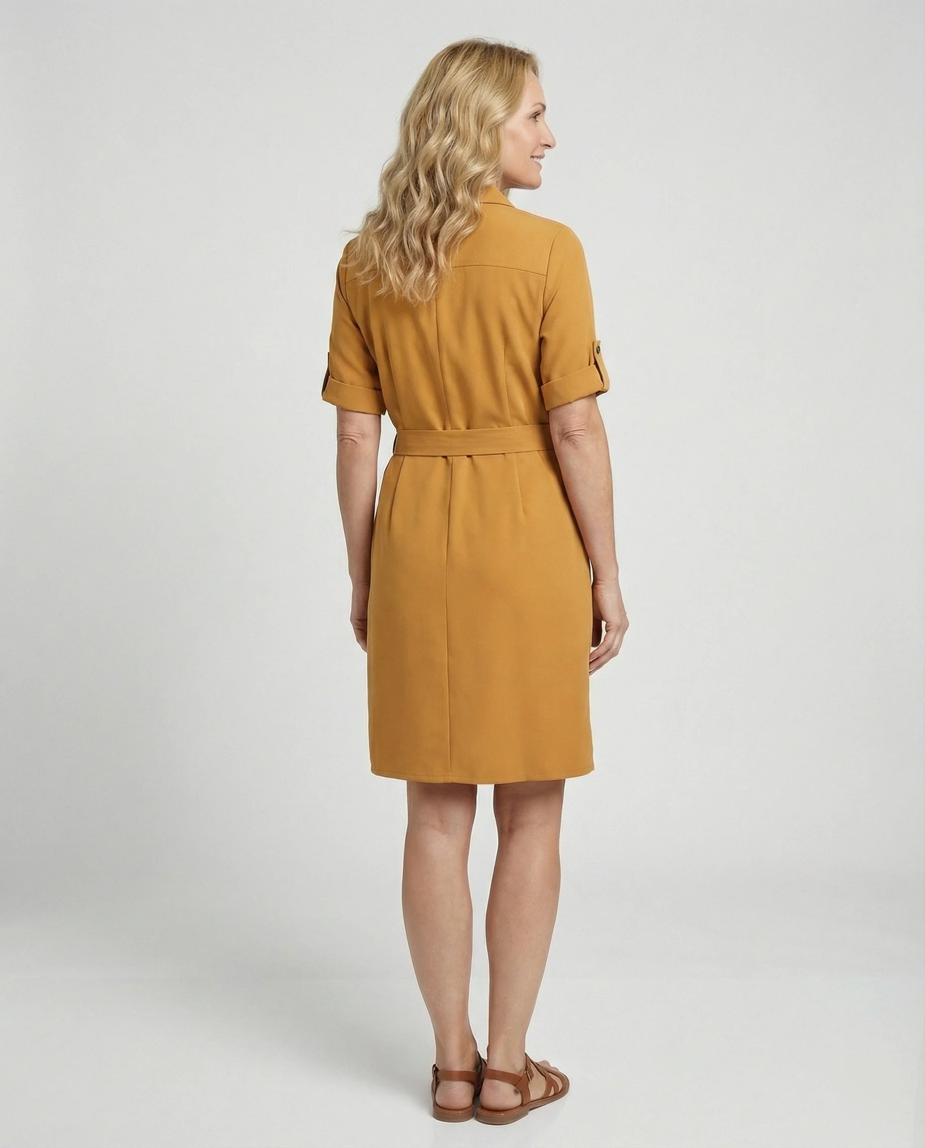 Knielanges Hemdblusenkleid Mit Taschen Damen - Image 2