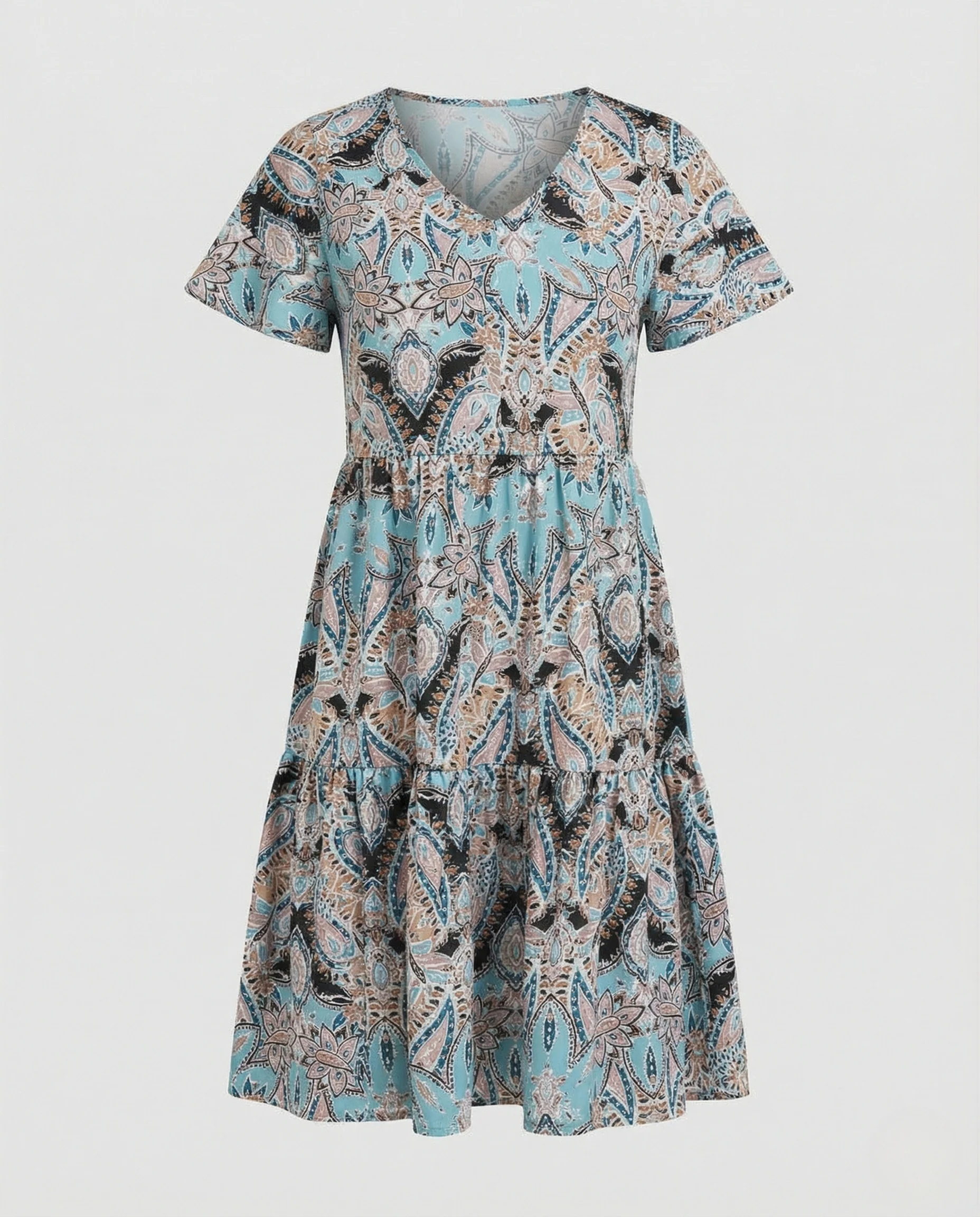 Damen Knielanges Stufenkleid mit Paisley-Muster - Image 5