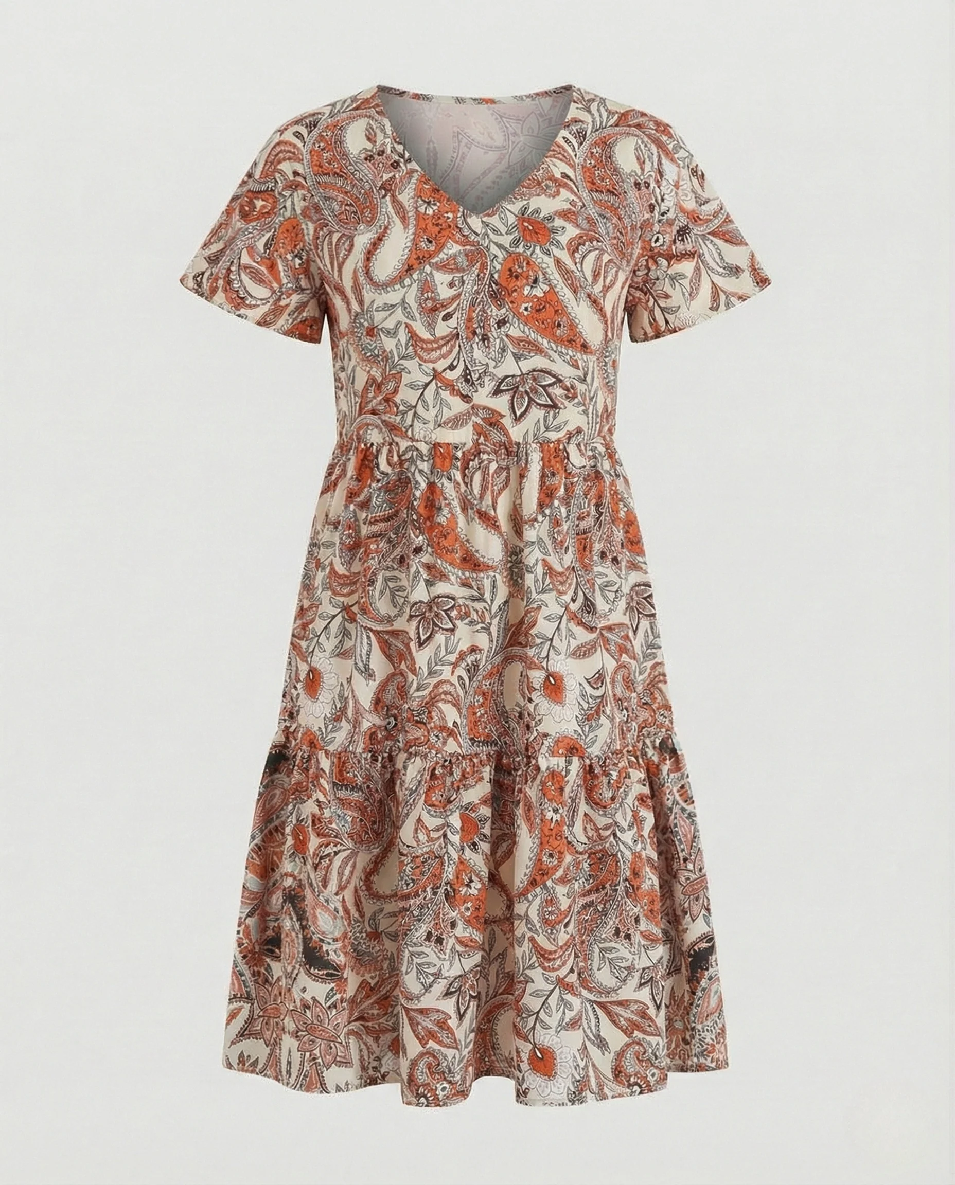 Damen Knielanges Stufenkleid mit Paisley-Muster - Image 6