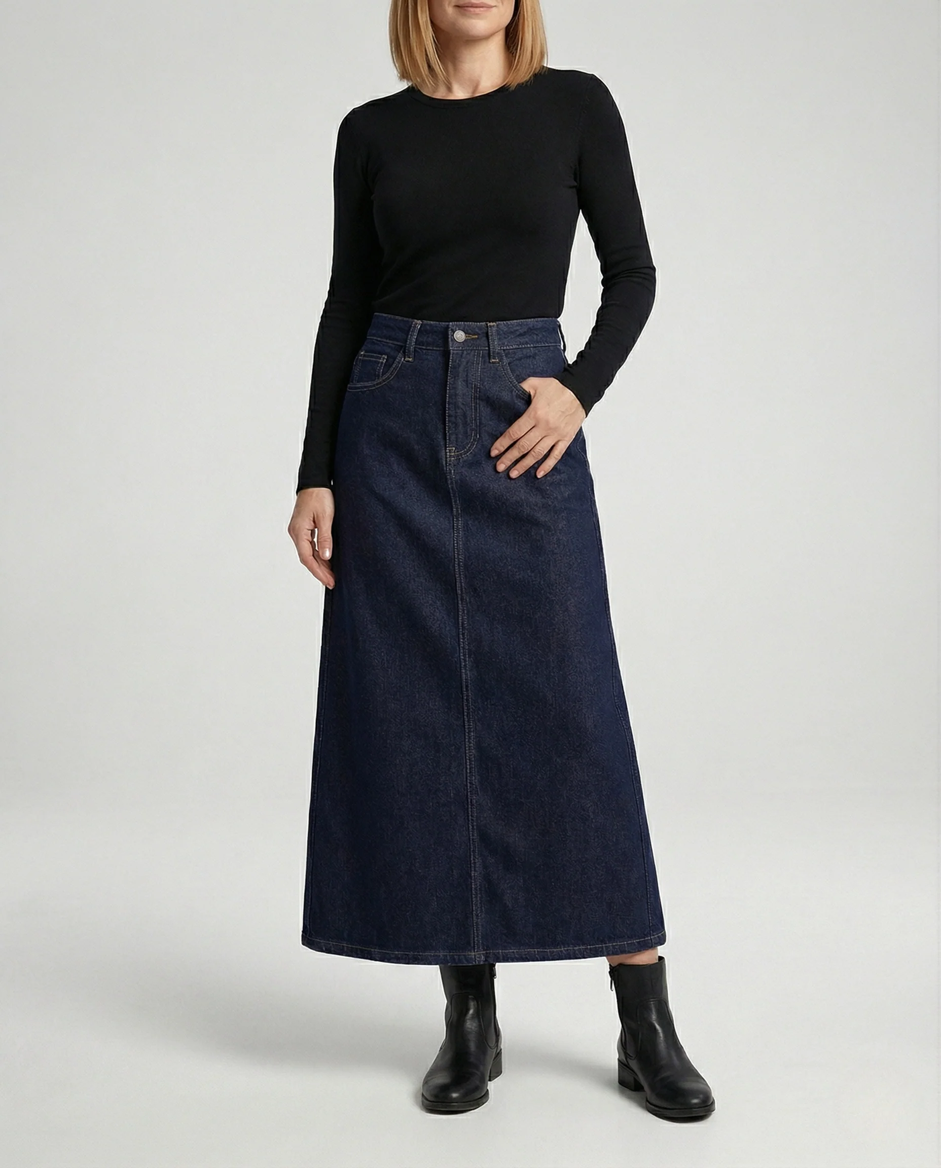 Maxirock Damen Jeans Schlitz - Image 2