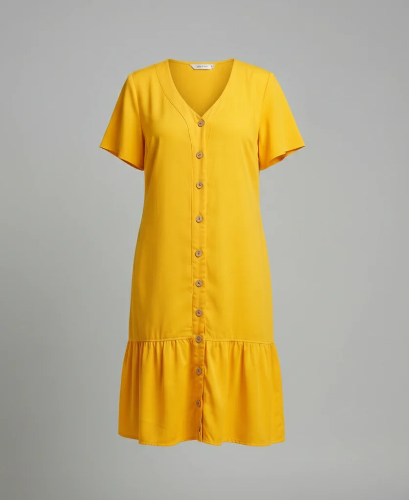 Damen Sommerkleid A-Linie Knopfleiste - Image 5