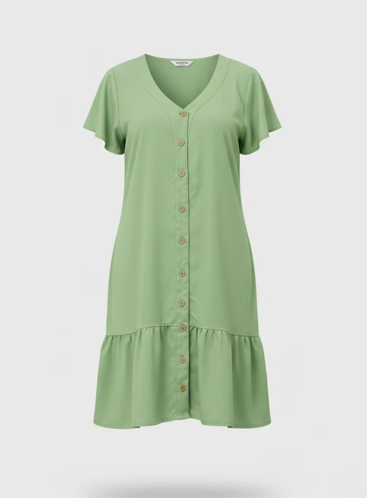 Damen Sommerkleid A-Linie Knopfleiste - Image 8