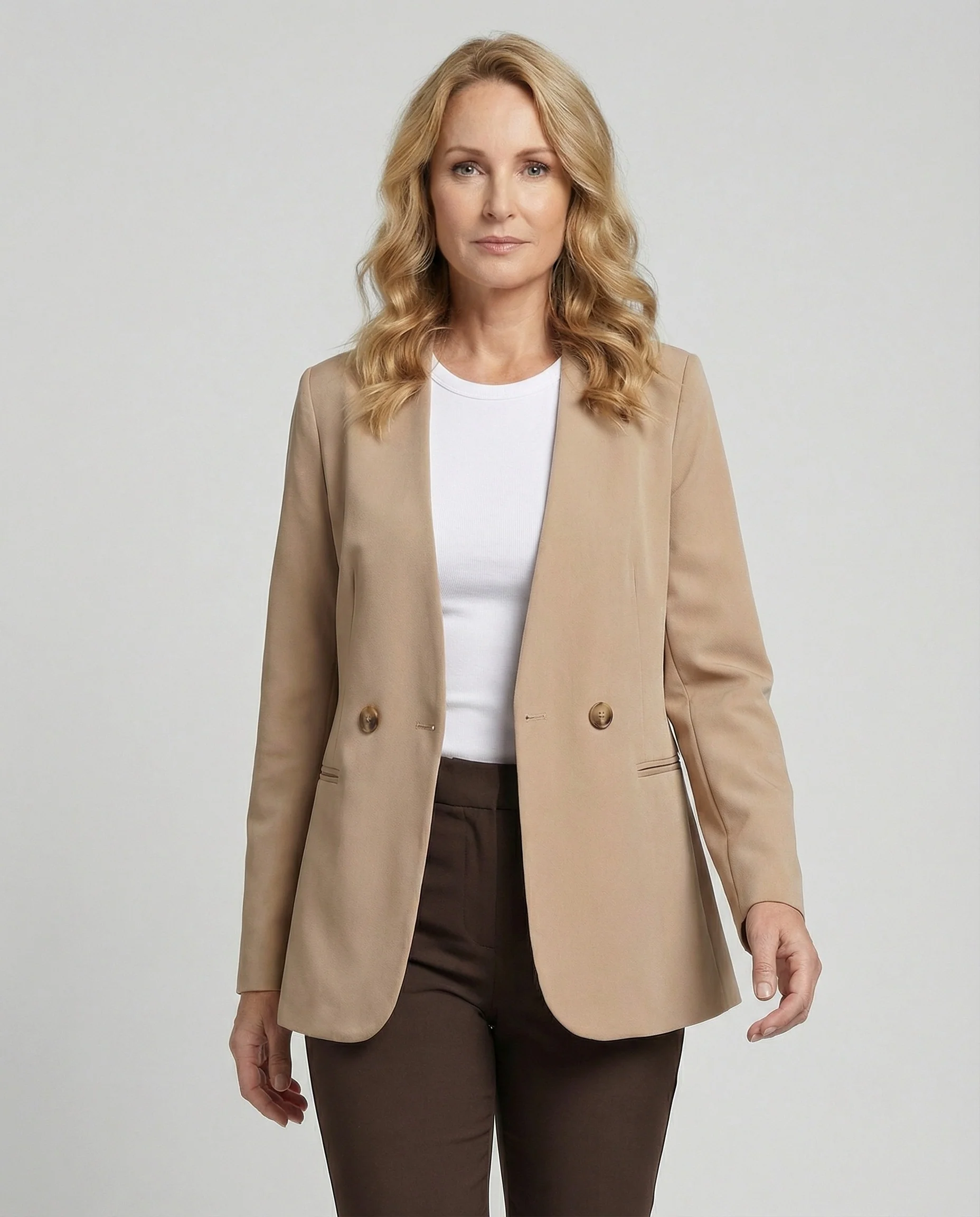 Damen Blazer tailliert kragenlos Business - Image 2